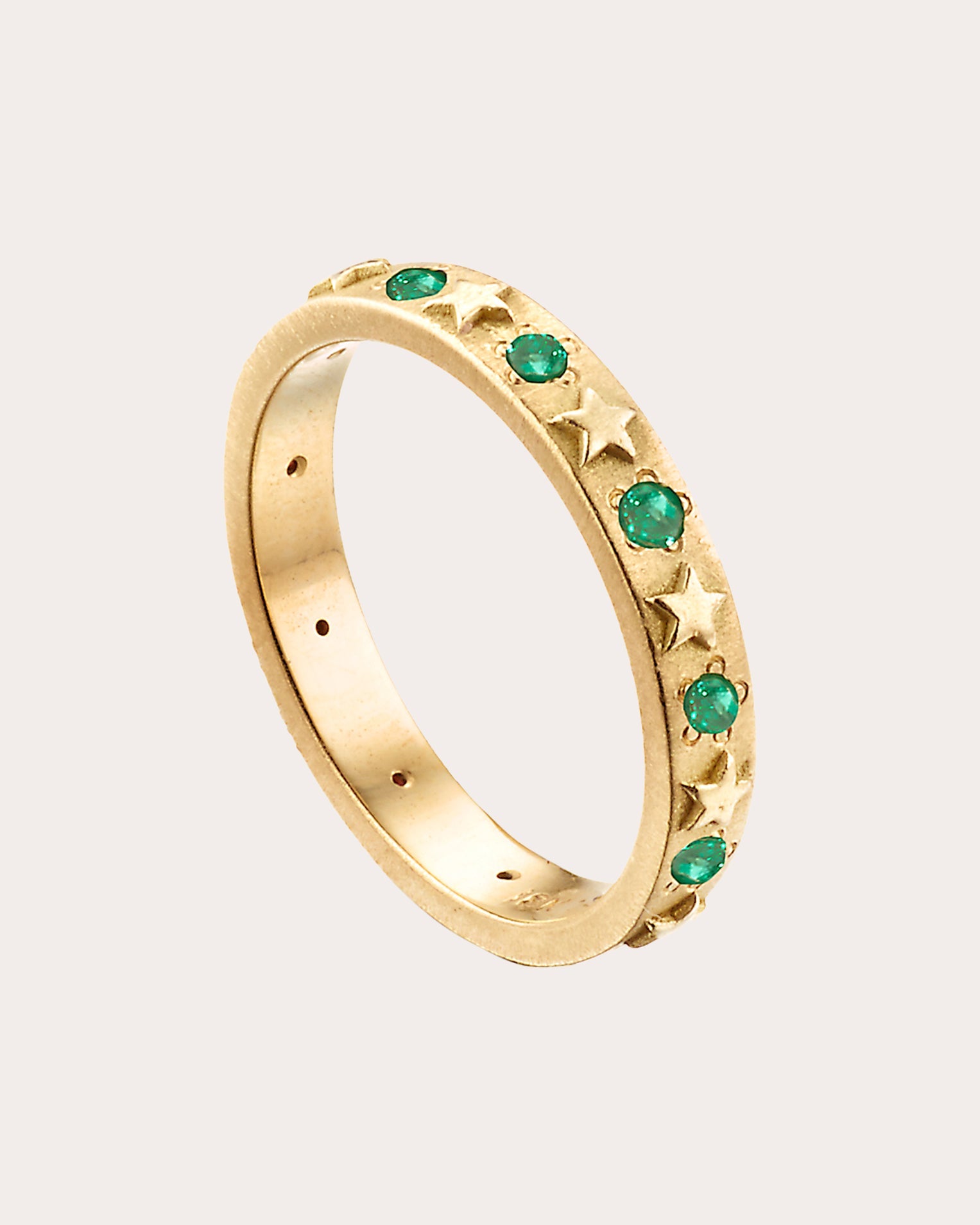 Emerald & 18k Gold Celestial Star Ring