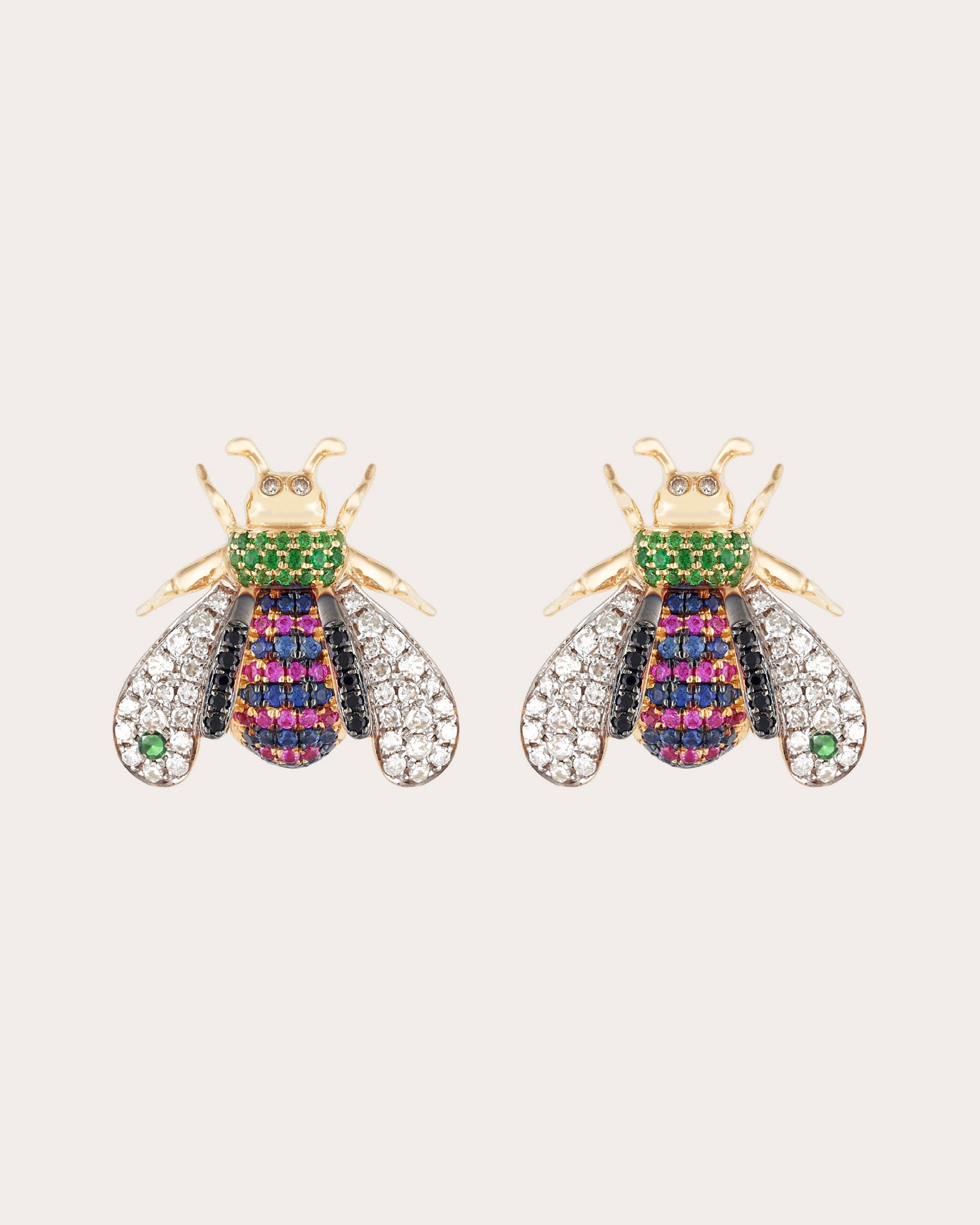 Sapphire & Tsavorite 18k Gold Vespa Stud Earrings