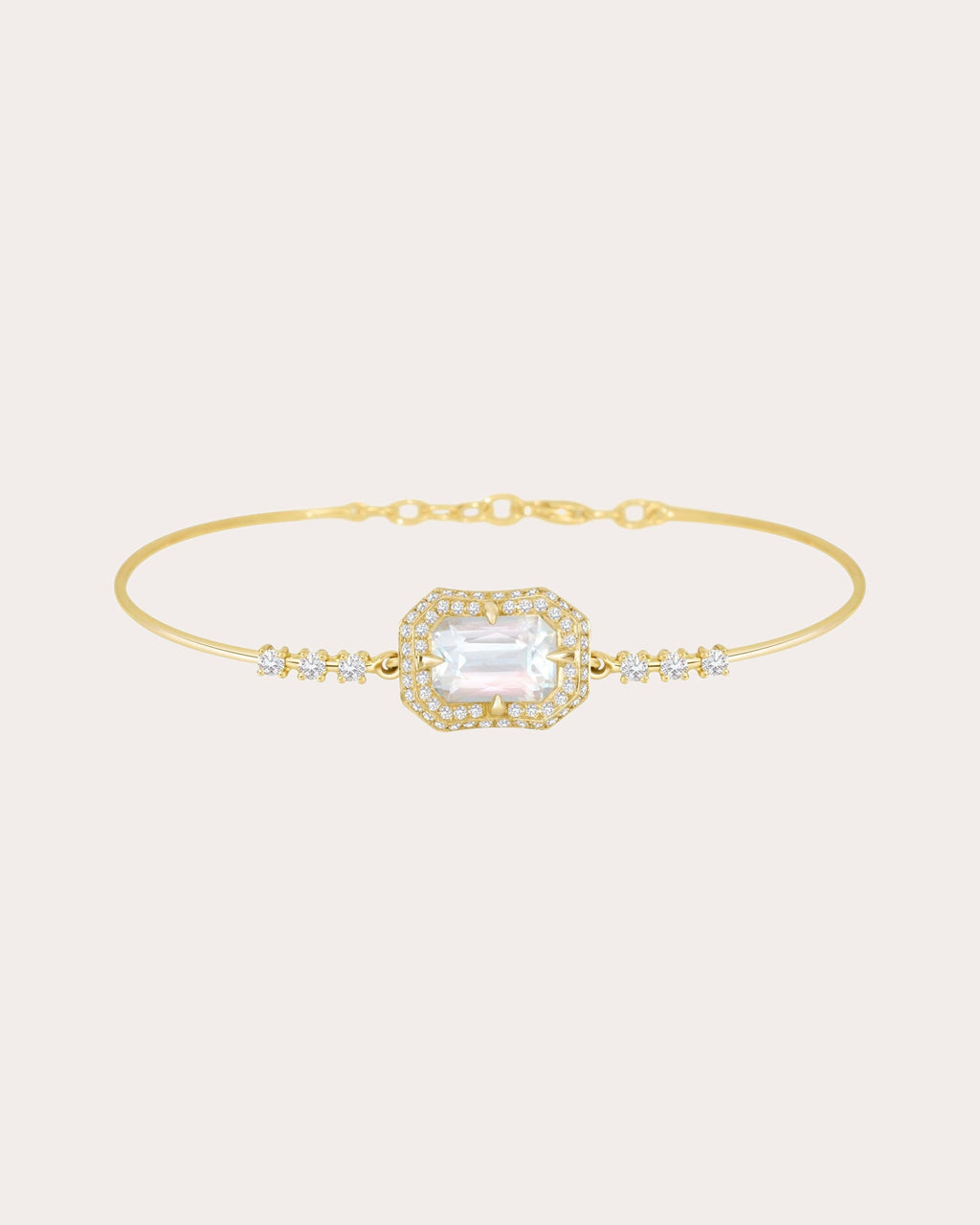 Rainbow Moonstone & Diamond Aurora Bangle