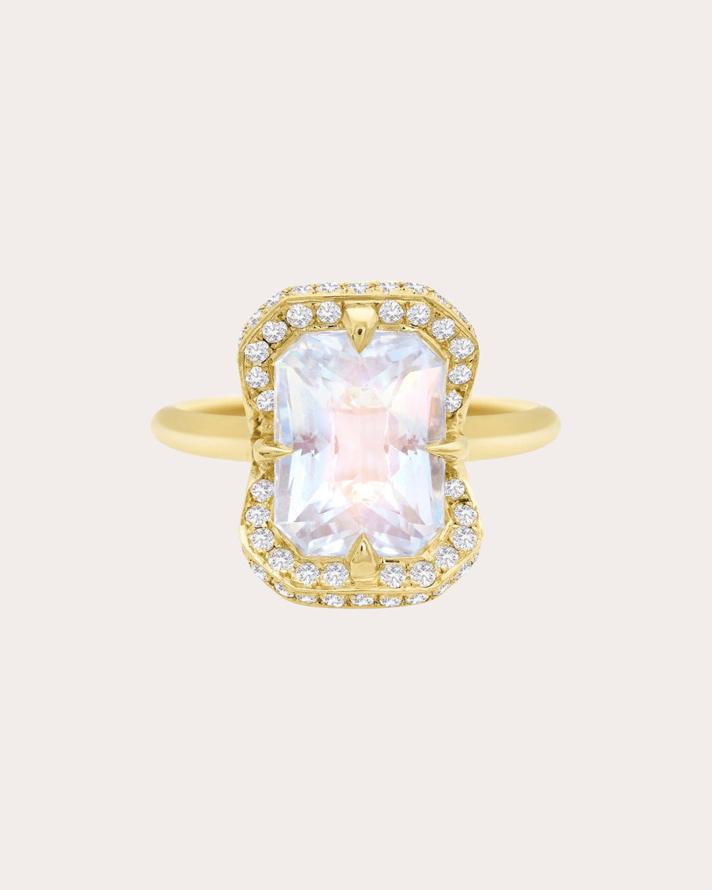 Rainbow Moonstone & Diamond Aurora Ring