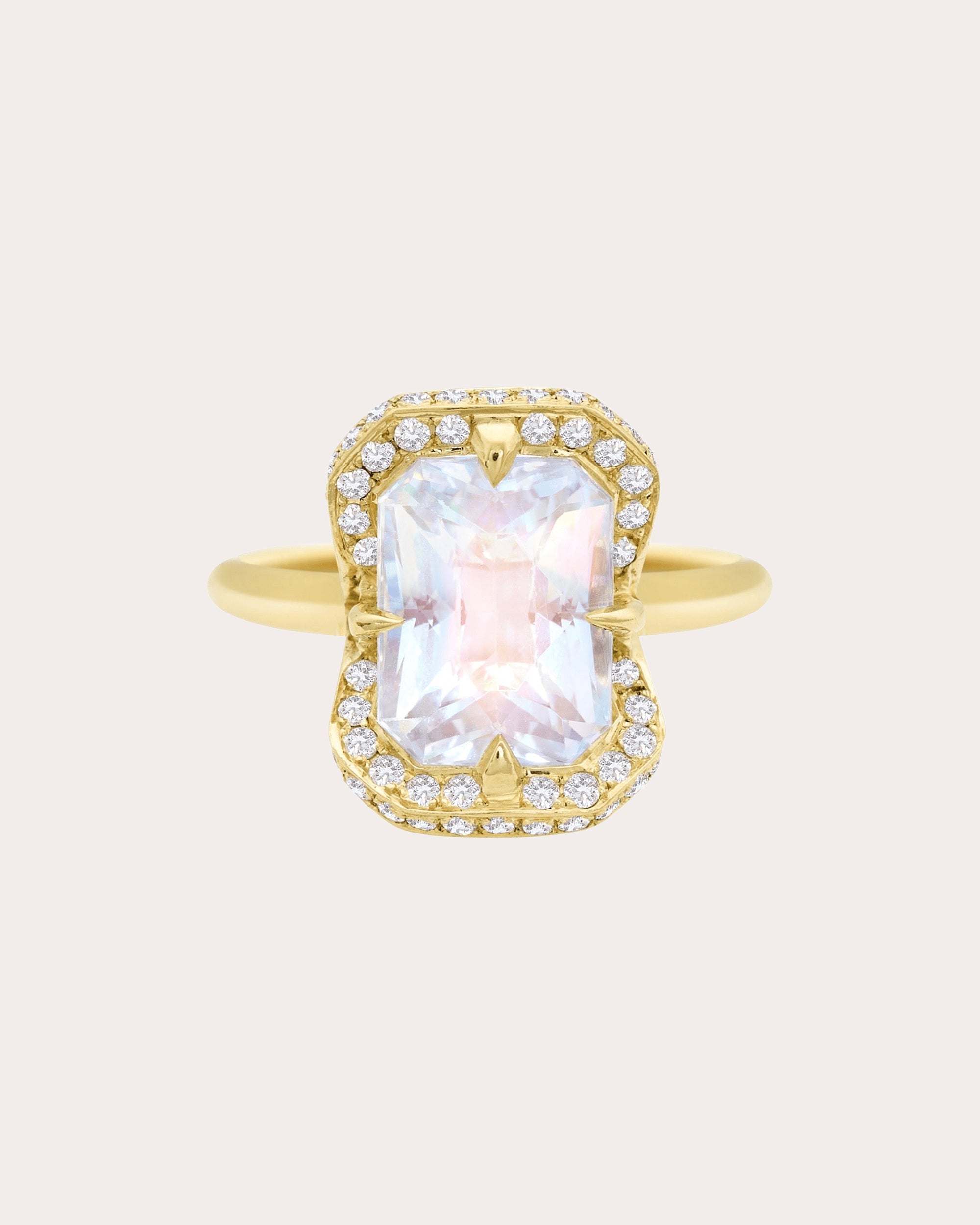 Rainbow Moonstone & Diamond Aurora Ring