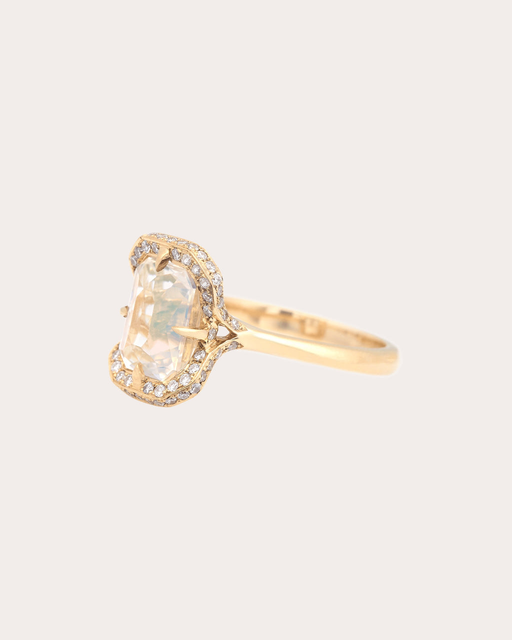 Rainbow Moonstone & Diamond Aurora Ring