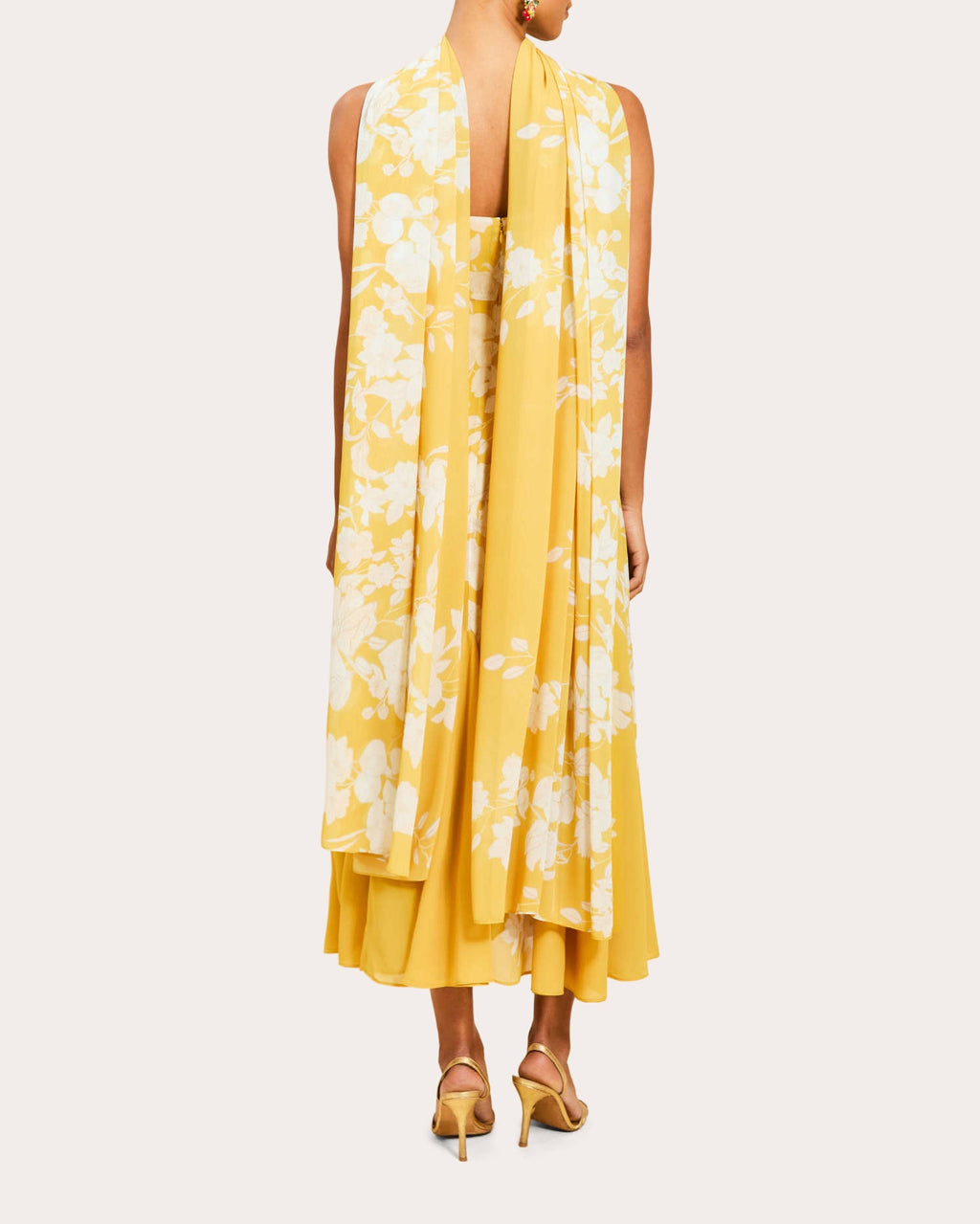 Reverie Floral Chiffon Godet Scarf Maxi Dress