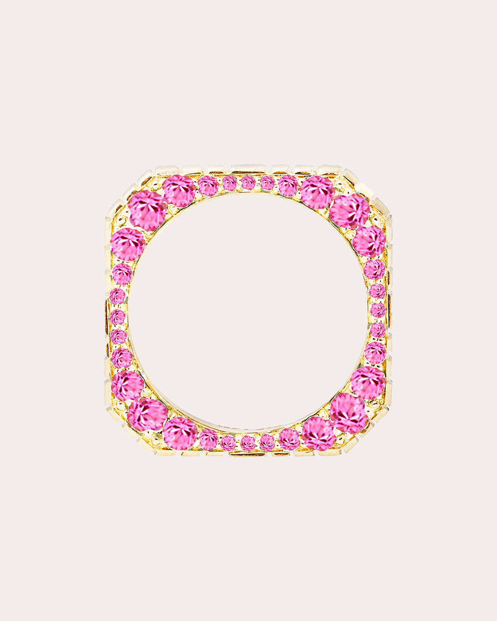 Pink Sapphire & 14k Gold Spark Etched Ring