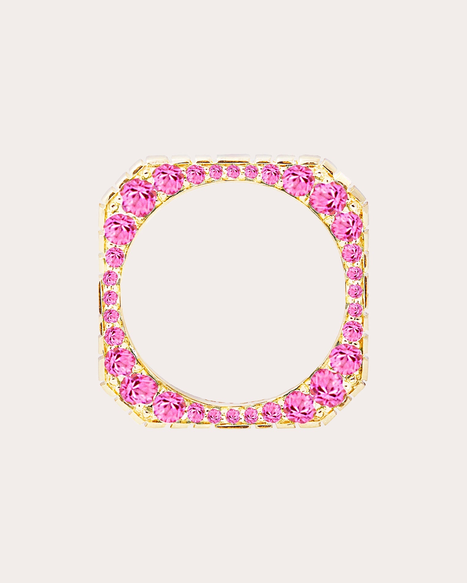 Pink Sapphire & 14k Gold Spark Etched Ring
