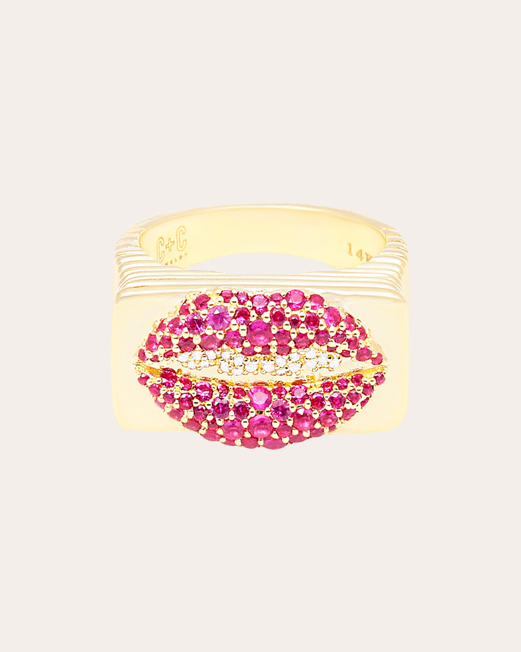 Ruby & Diamond 14k Gold Juju Lips Ring