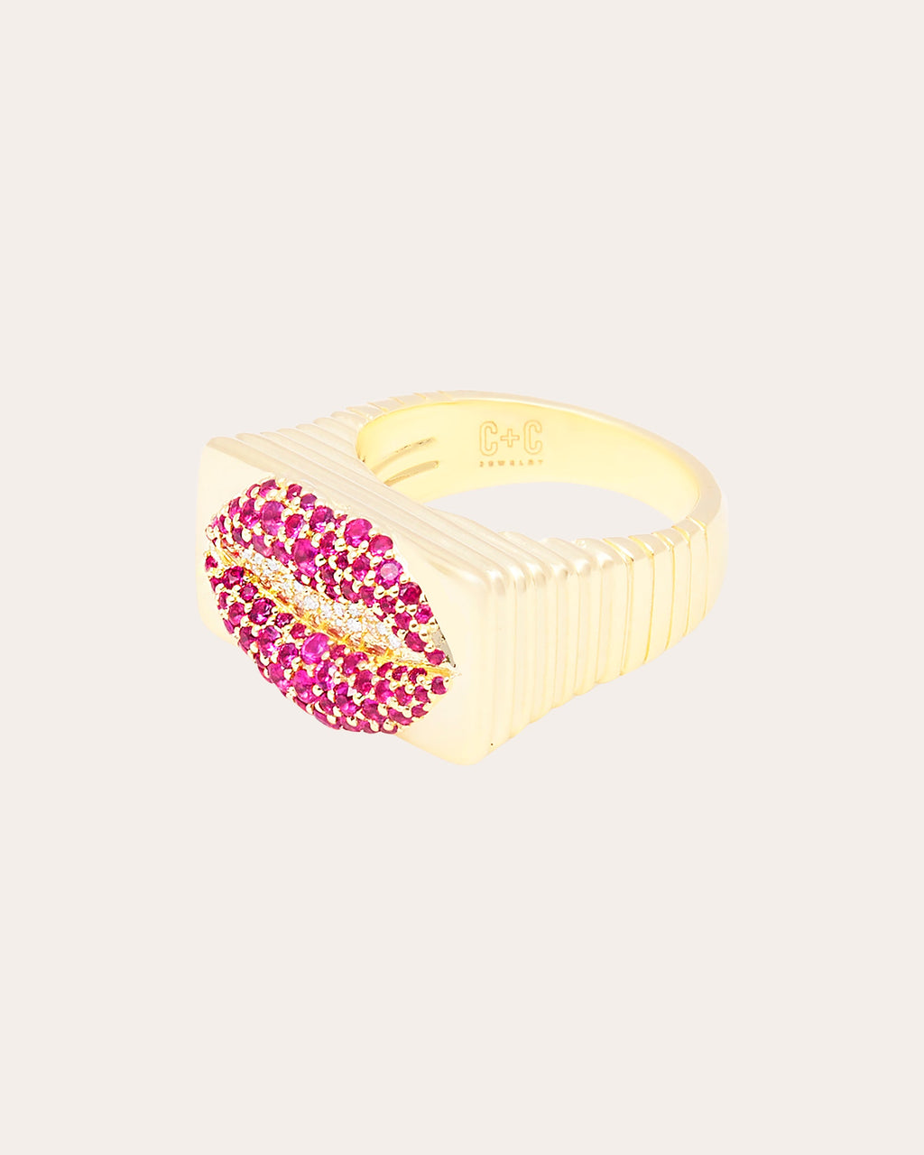 Ruby & Diamond 14k Gold Juju Lips Ring