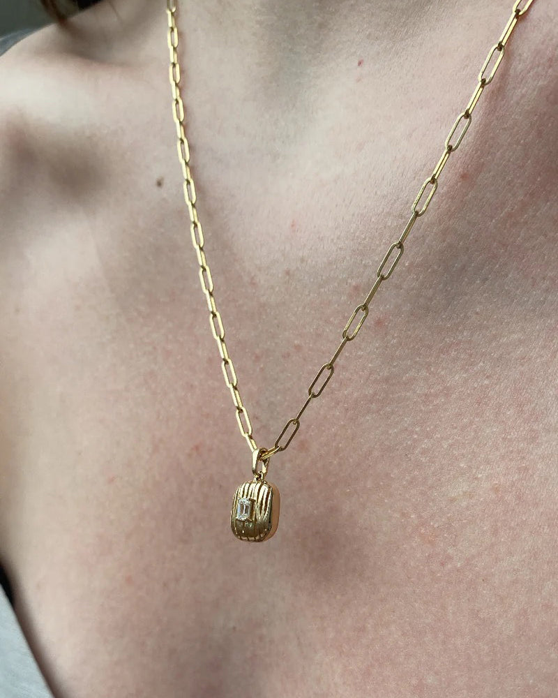 Diamond & 14k Gold Rivulet Promise Charm Necklace