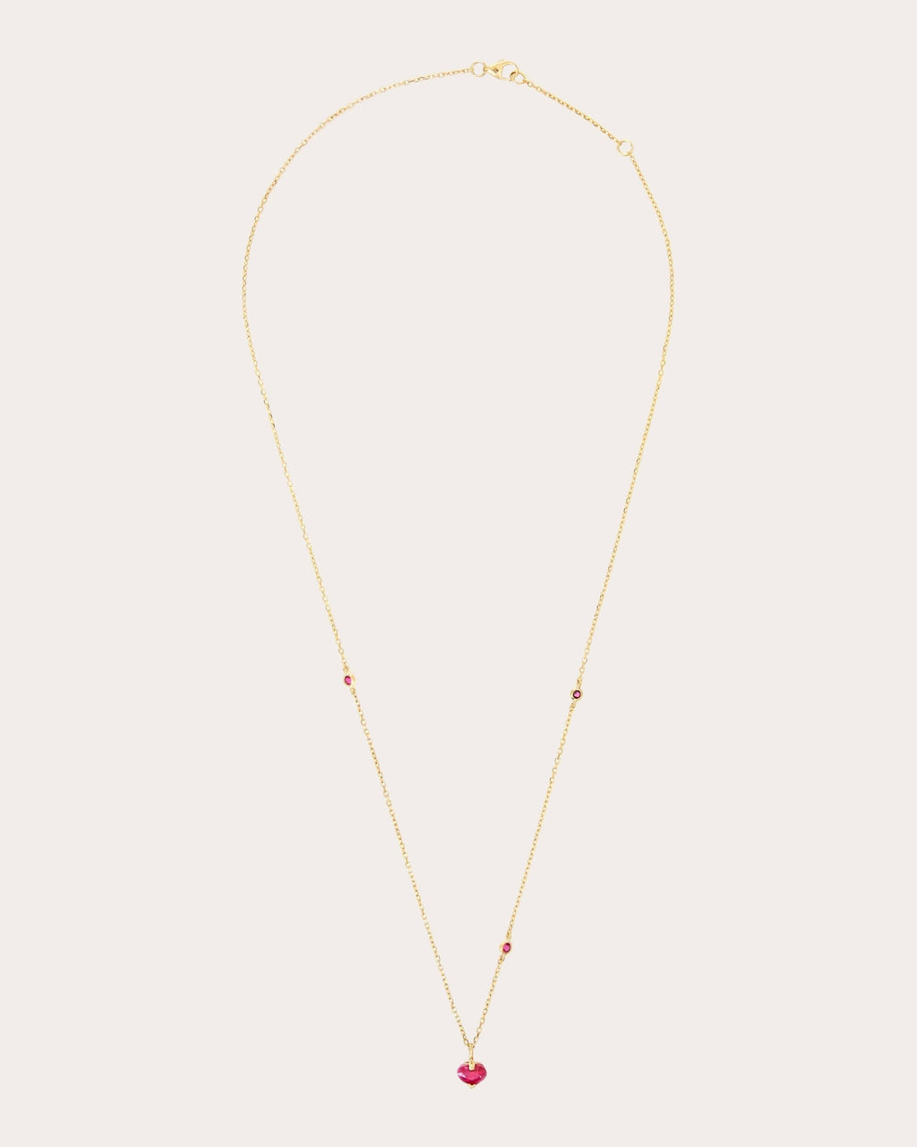 Ruby & 18k Gold Heart Pendant Necklace