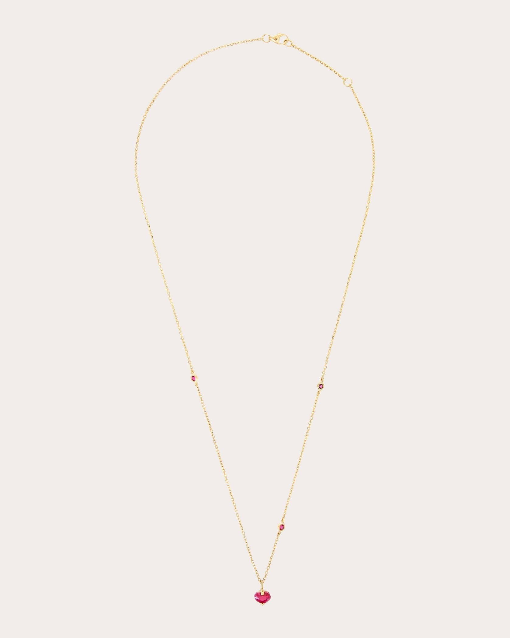 Ruby & 18k Gold Heart Pendant Necklace