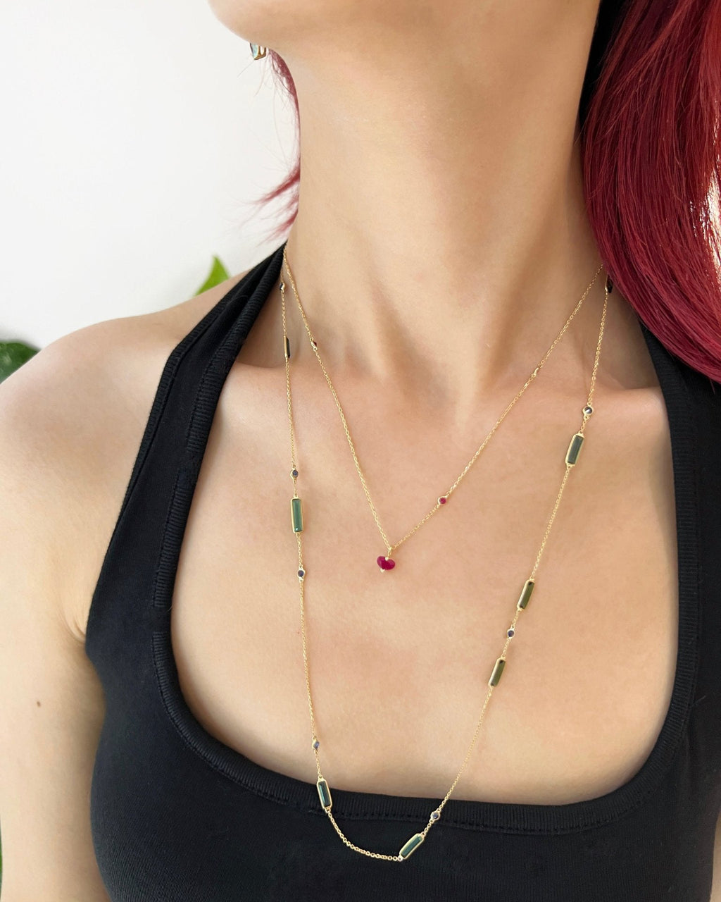 Ruby & 18k Gold Heart Pendant Necklace