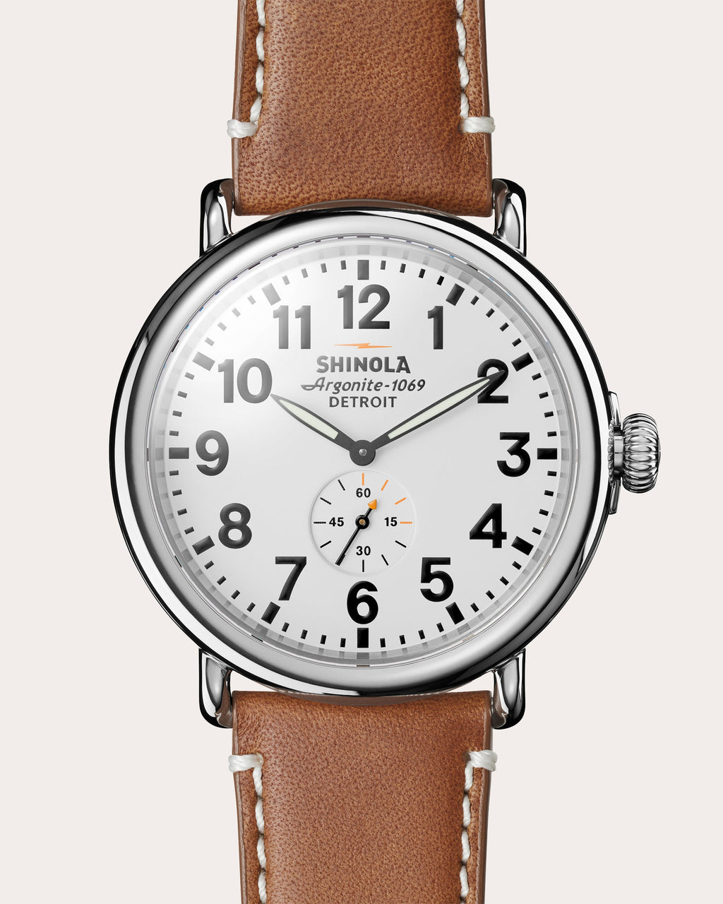 Men's Runwell 47mm Sub-Second Leather-Strap Watch
