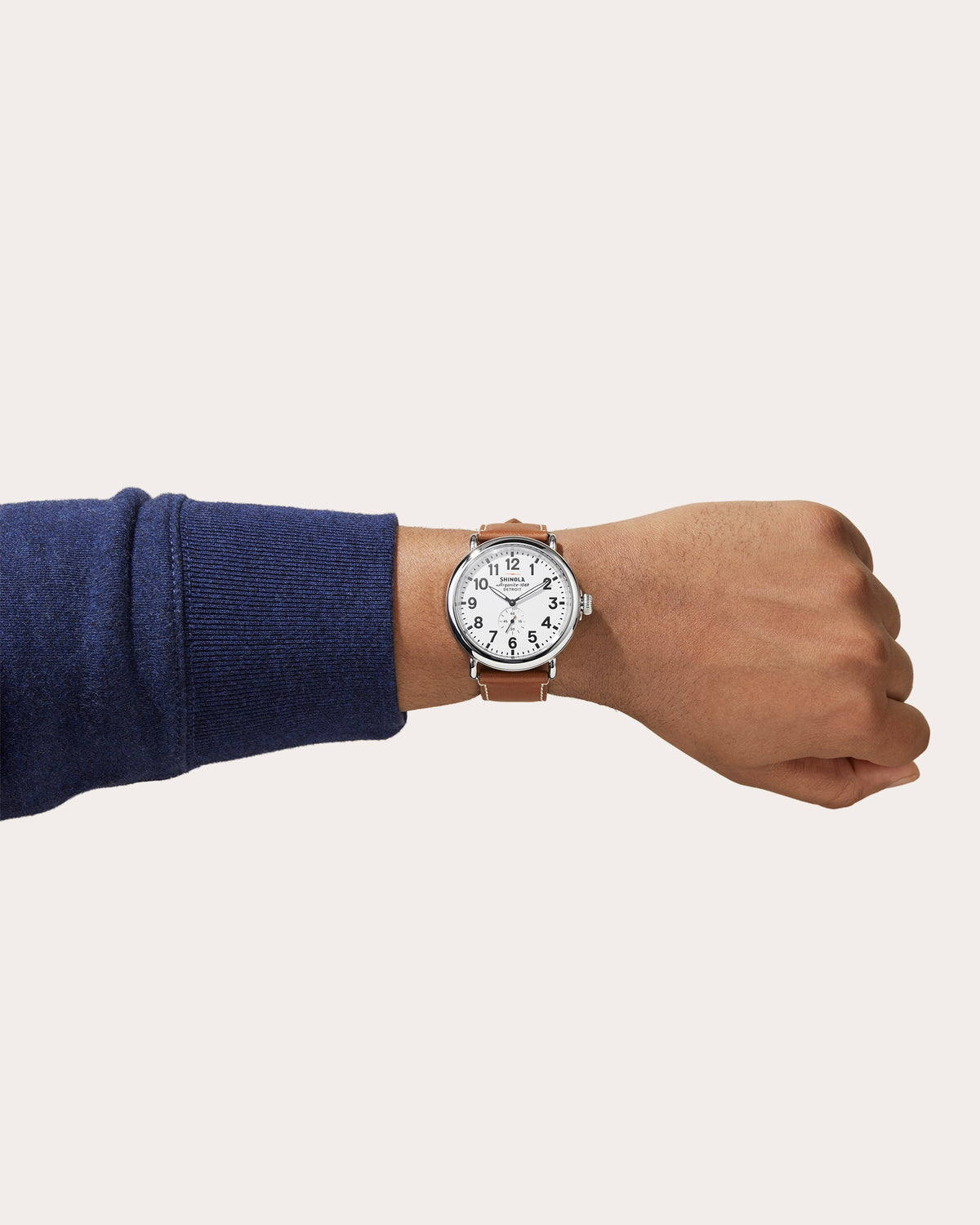 Men's Runwell 47mm Leather-Strap Watch