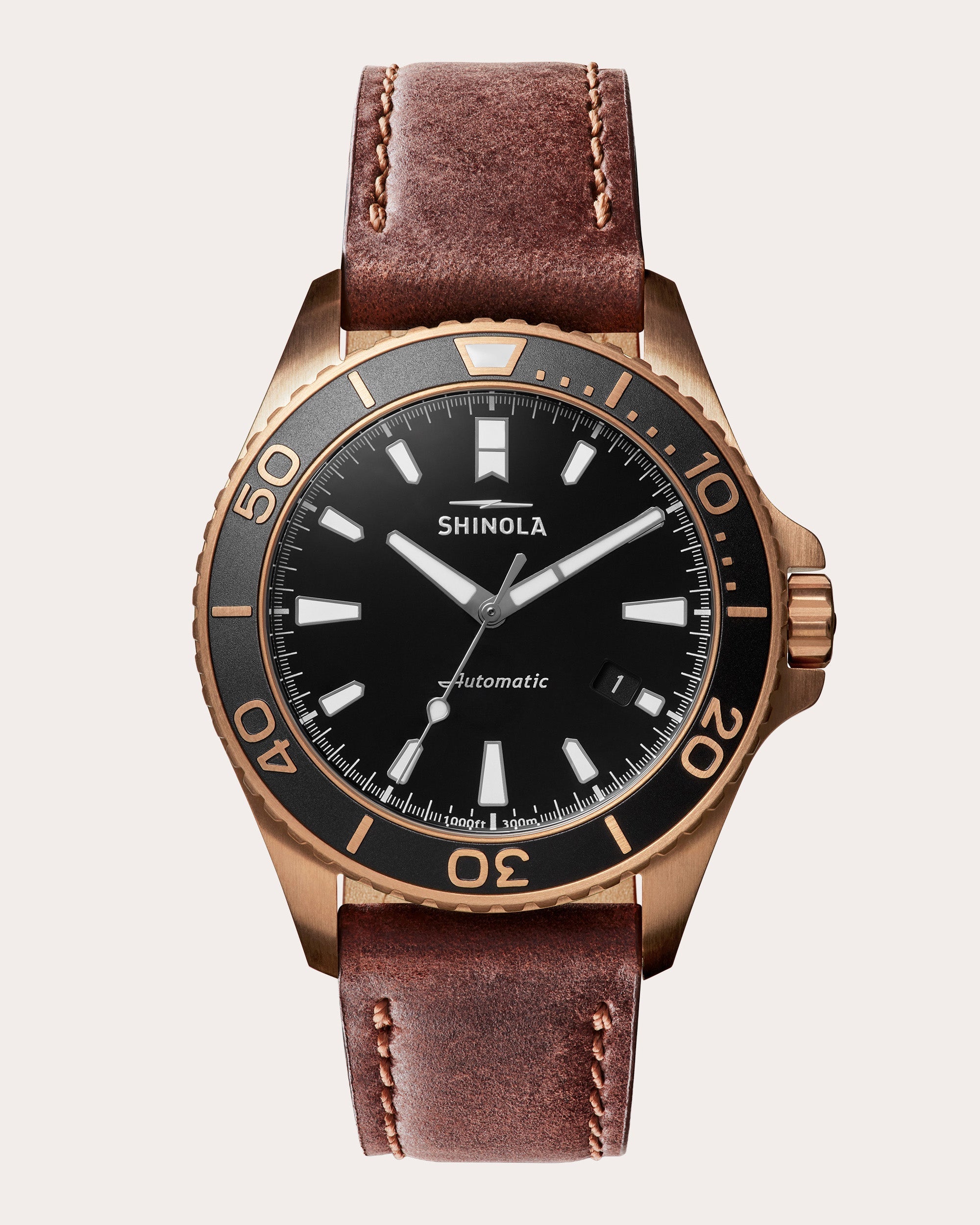 Men's Bronze Monster 43mm Leather-Strap Watch Set