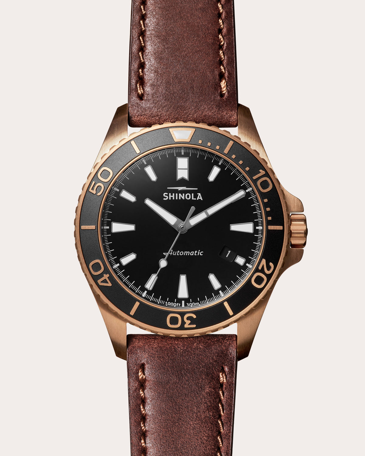 Men's Bronze Monster 43mm Leather-Strap Watch Set