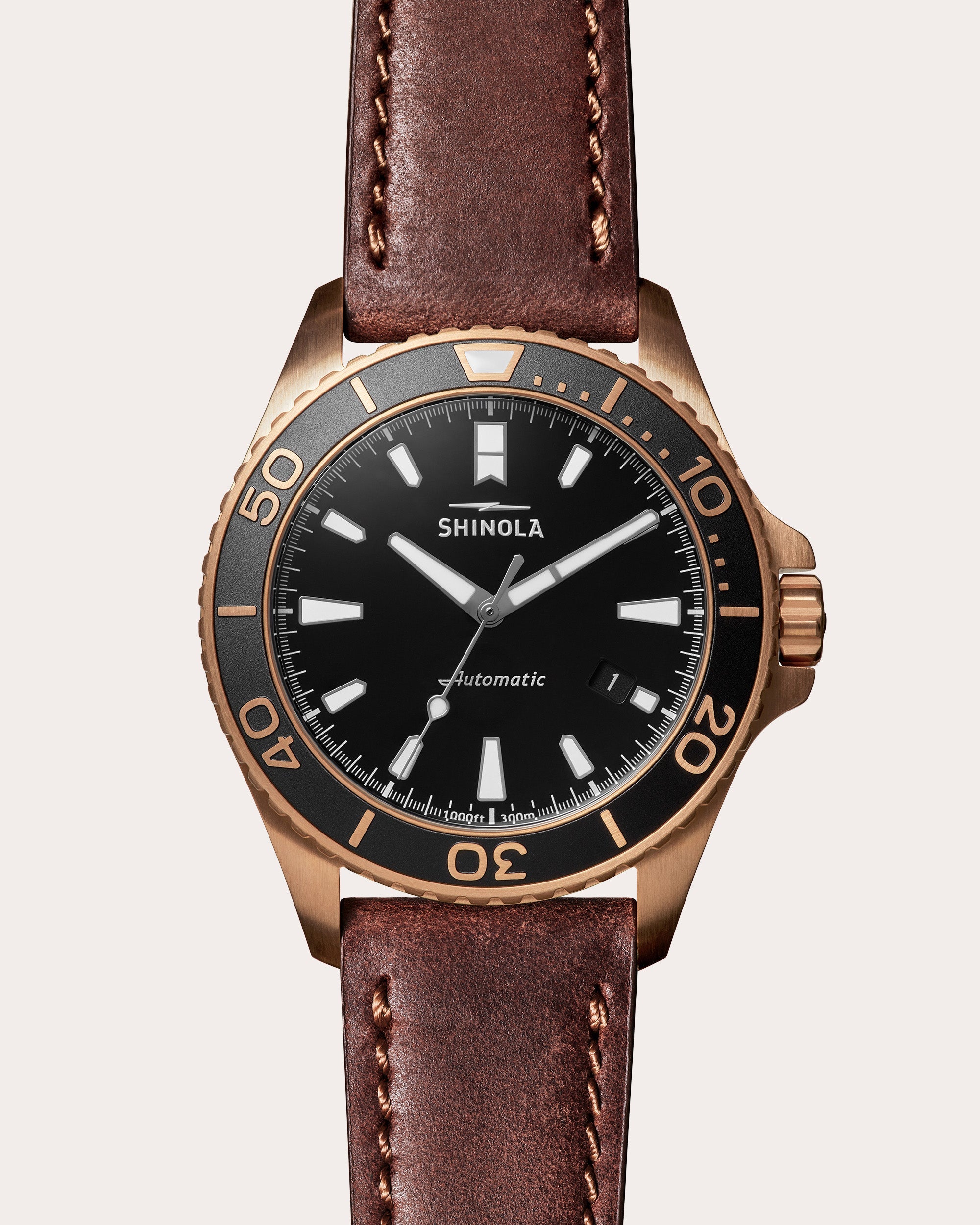 Men's Bronze Monster 43mm Leather-Strap Watch Set