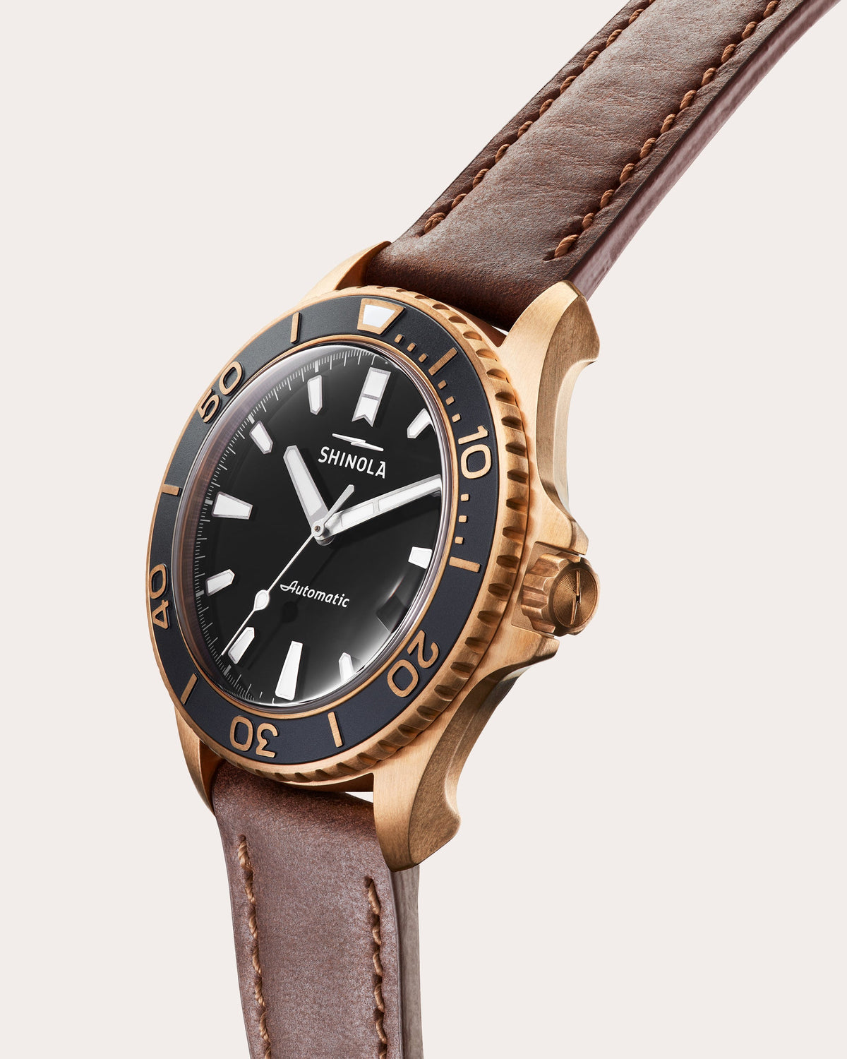 Men's Bronze Monster 43mm Leather-Strap Watch Set