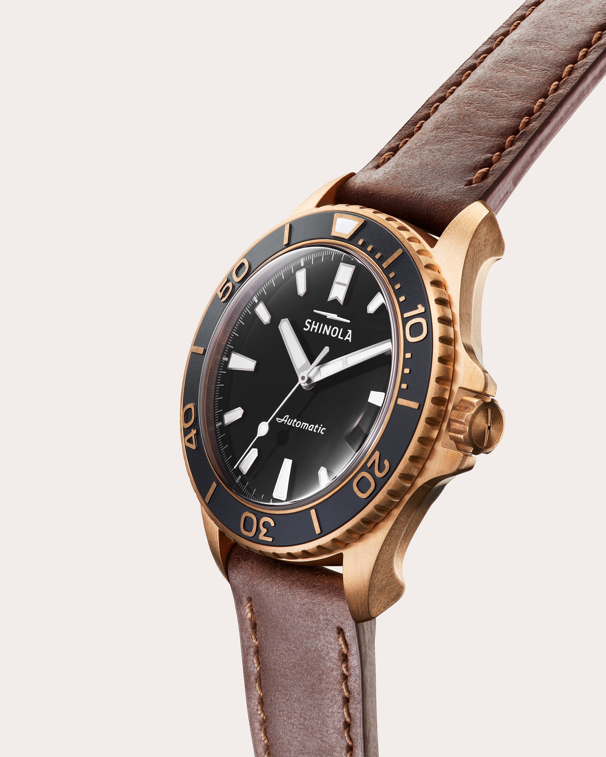 Men's Bronze Monster 43mm Leather-Strap Watch Set