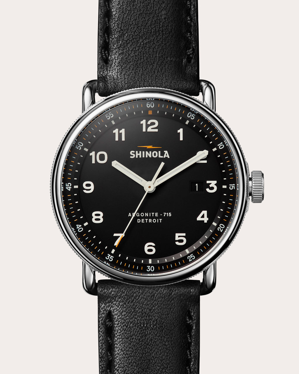 Men's Stainless Steel Canfield C56 43mm Leather-Strap Watch