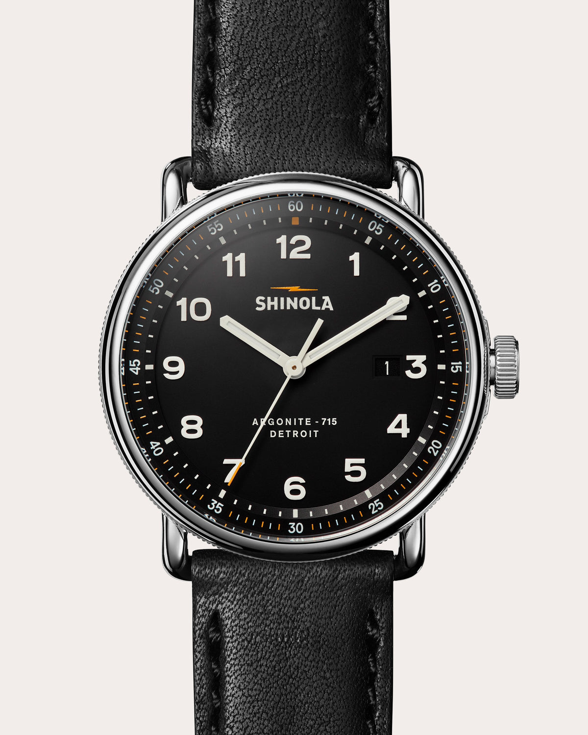 Men's Stainless Steel Canfield C56 43mm Leather-Strap Watch