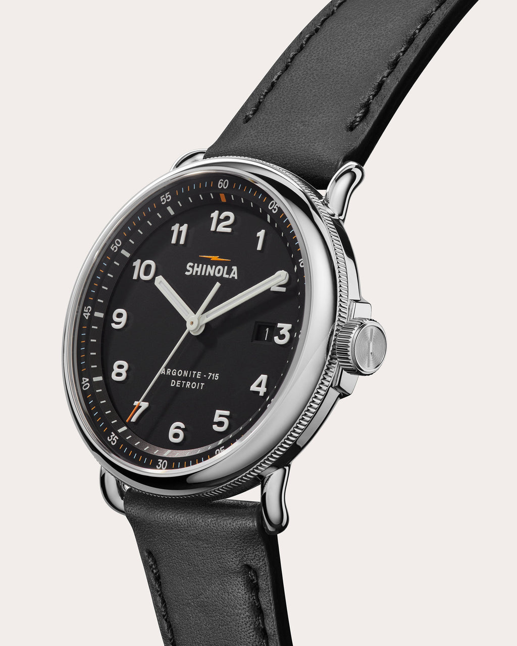 Men's Stainless Steel Canfield C56 43mm Leather-Strap Watch