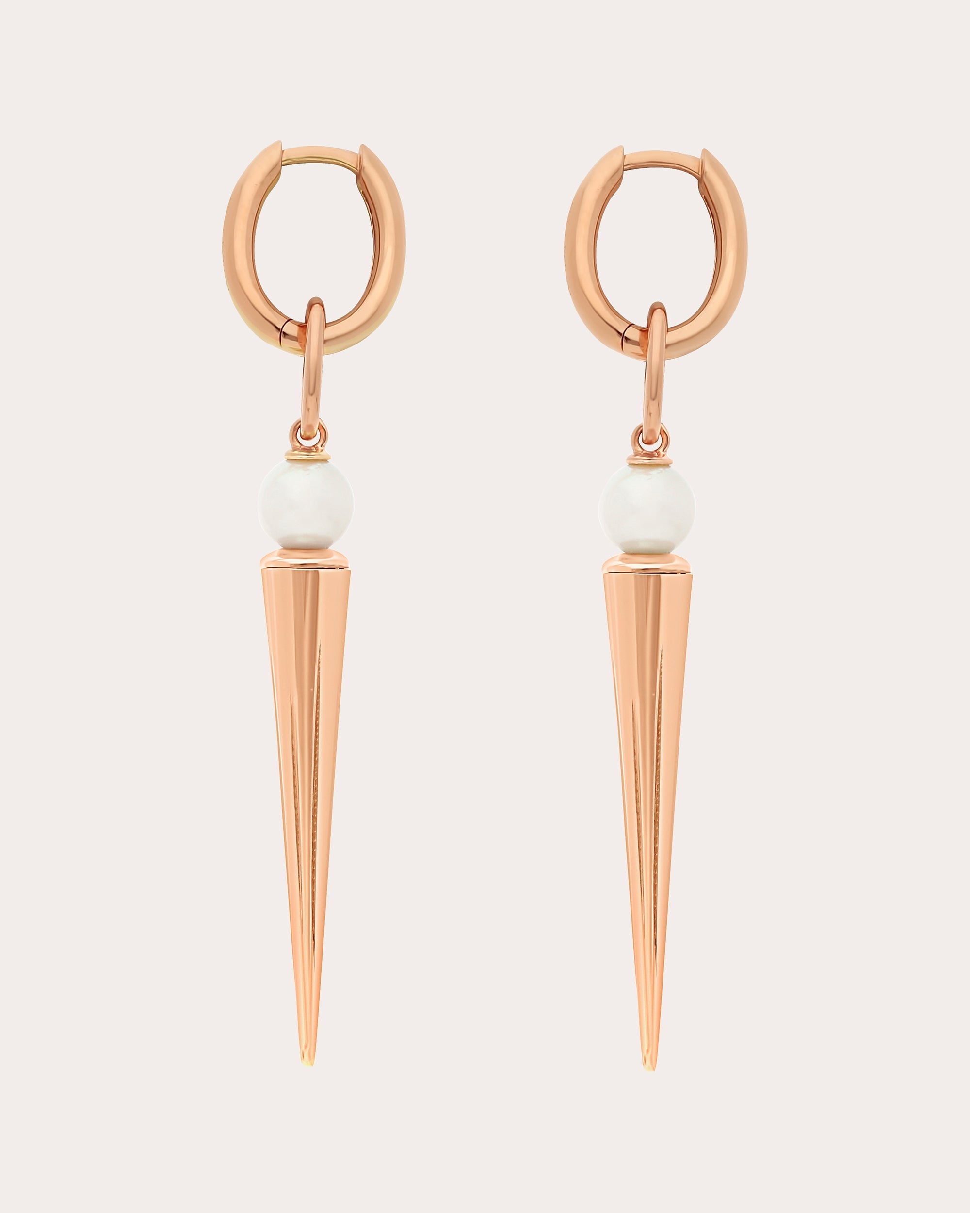 Pearl & 18k Rose Gold Pampille Spike Drop Earrings