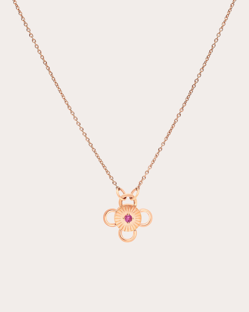 Pink Sapphire & 18k Rose Gold Baby Bolt Pendant Necklace