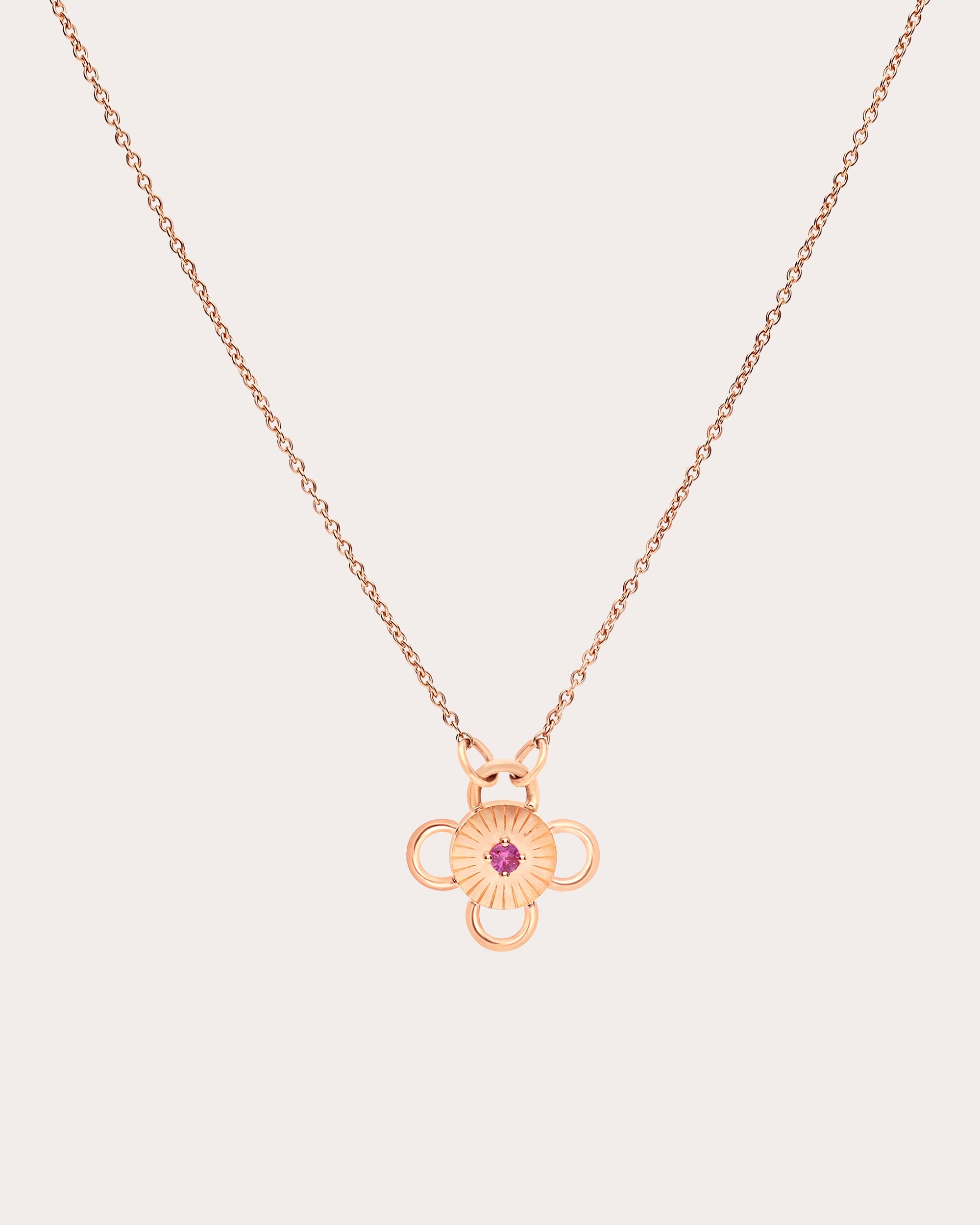 Pink Sapphire & 18k Rose Gold Baby Bolt Pendant Necklace