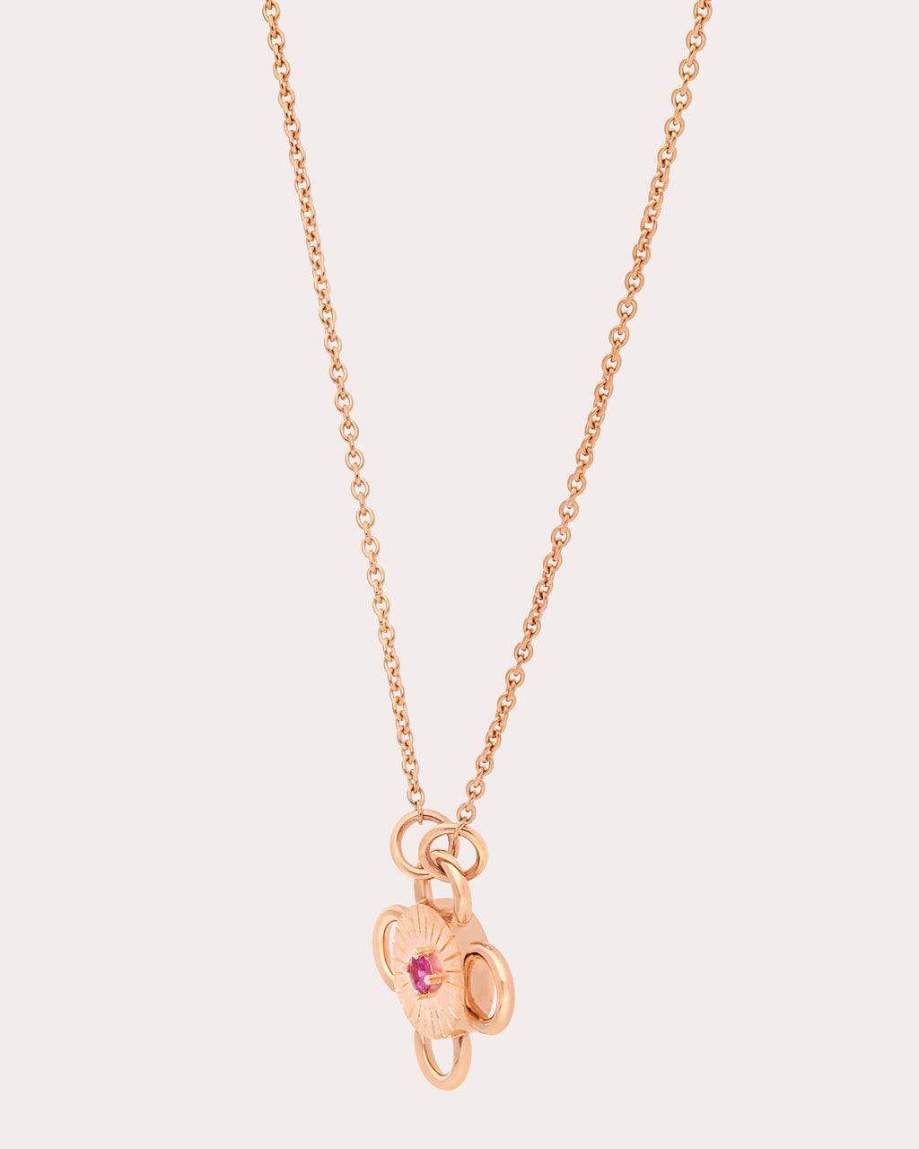 Pink Sapphire & 18k Rose Gold Baby Bolt Pendant Necklace