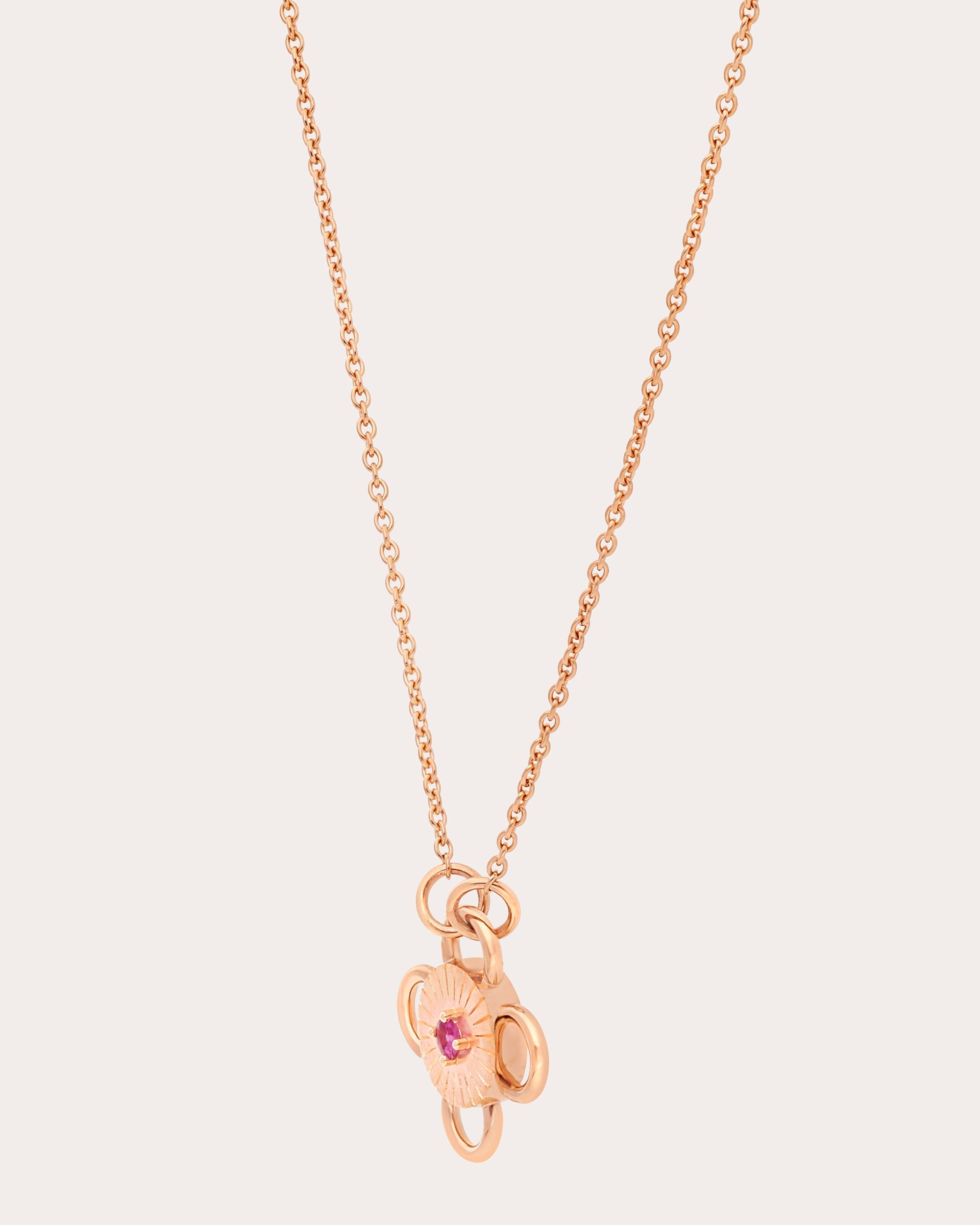 Pink Sapphire & 18k Rose Gold Baby Bolt Pendant Necklace
