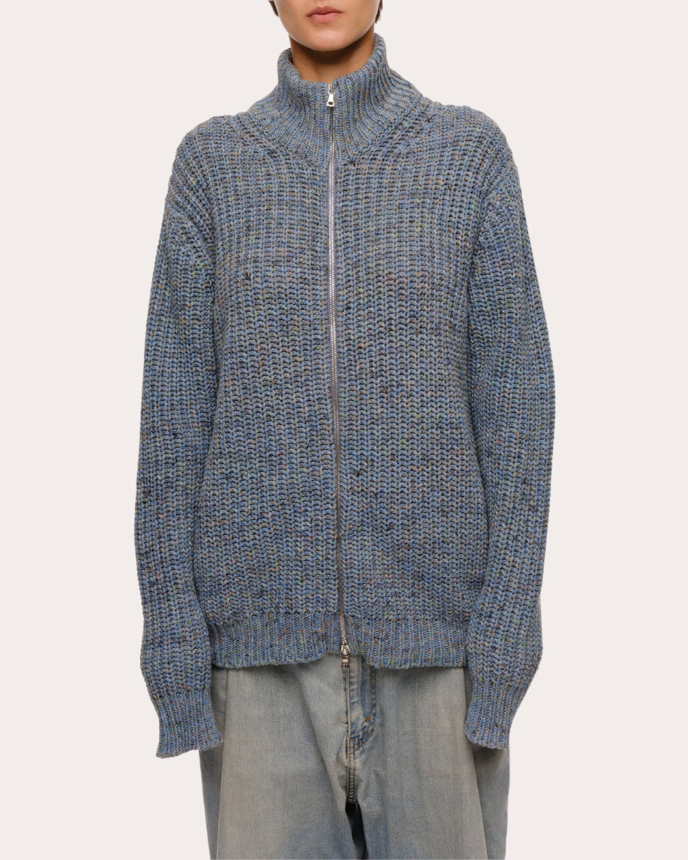 Dave Ribbed Knit Zip Cardigan