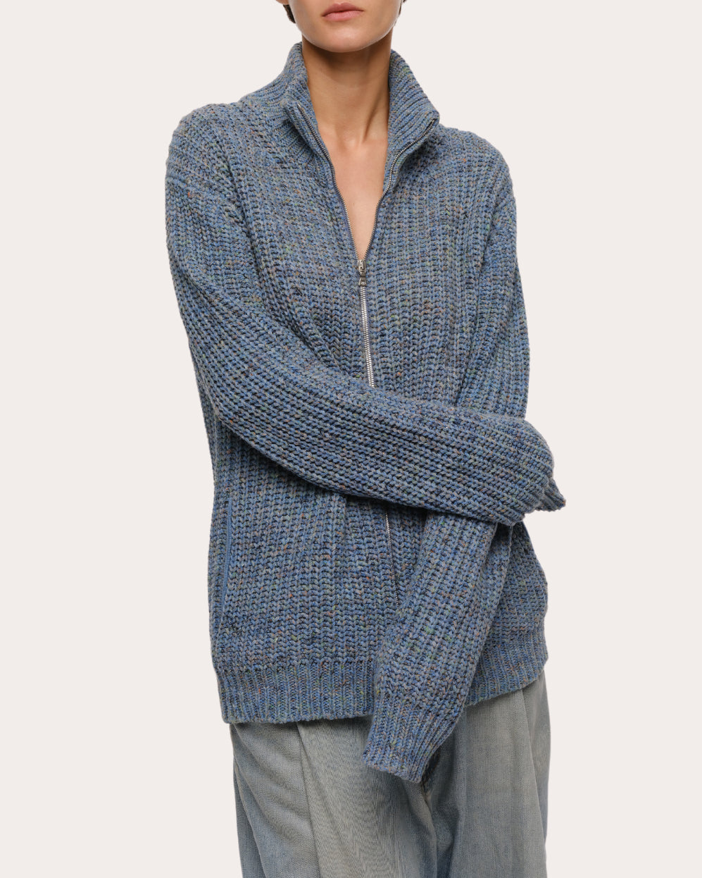 Dave Ribbed Knit Zip Cardigan