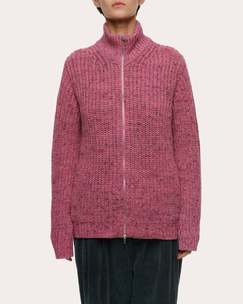 Dave Ribbed Knit Zip Cardigan