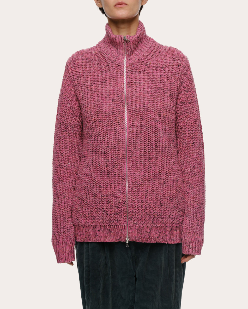 Dave Ribbed Knit Zip Cardigan