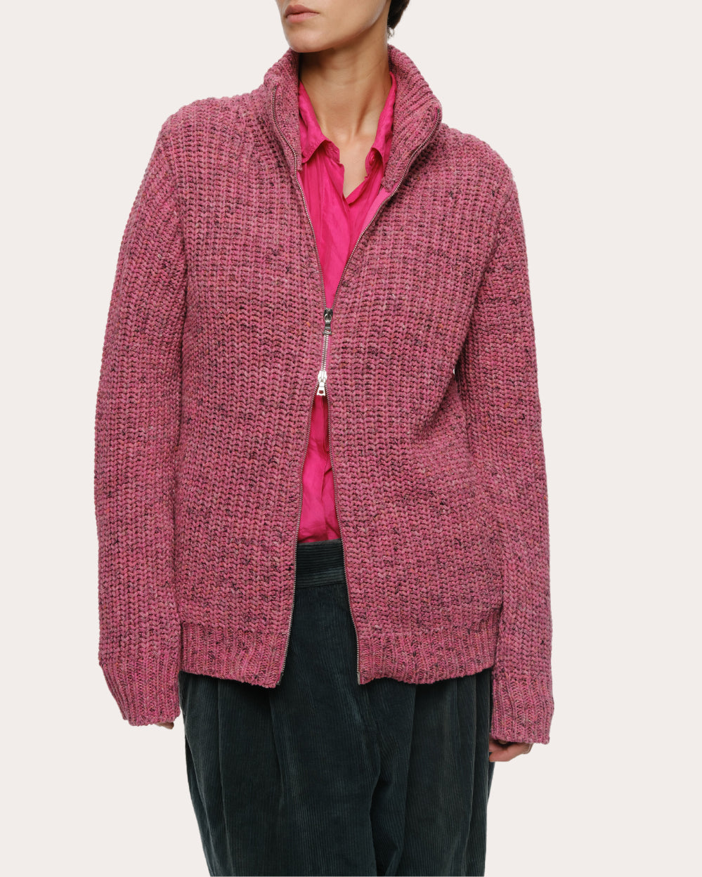 Dave Ribbed Knit Zip Cardigan