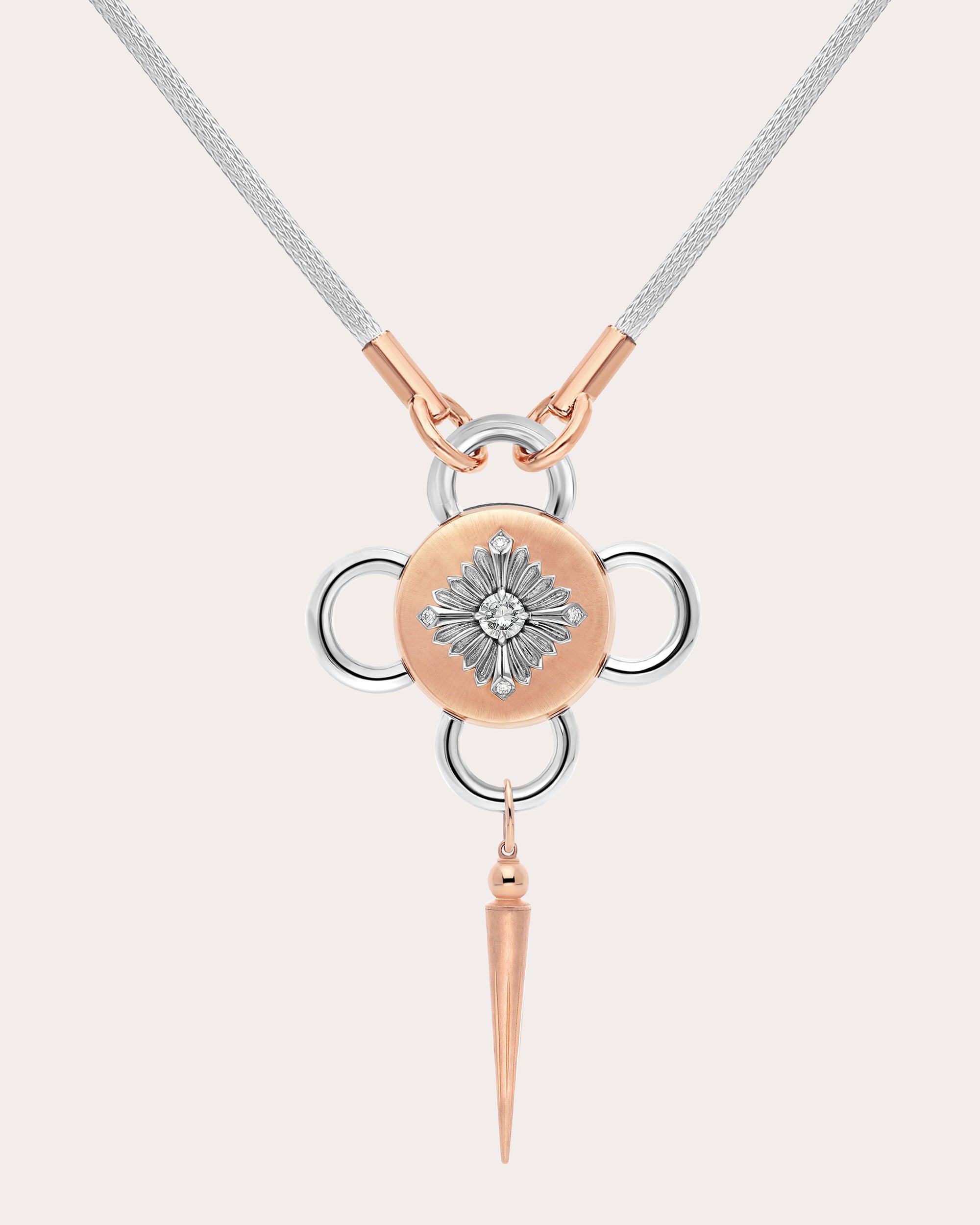 Diamond Two-Tone Bolt Pendant Necklace