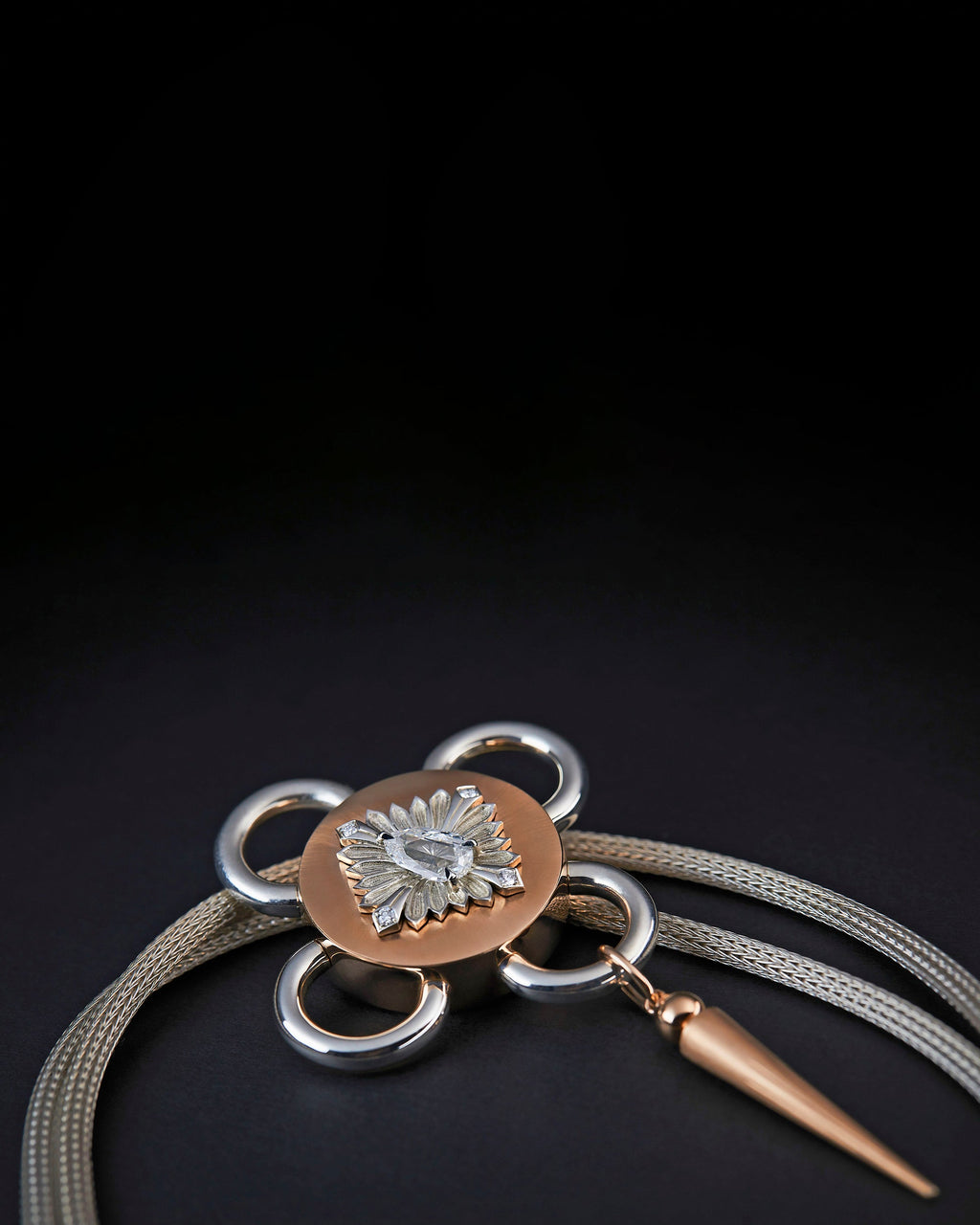 Diamond Two-Tone Bolt Pendant Necklace
