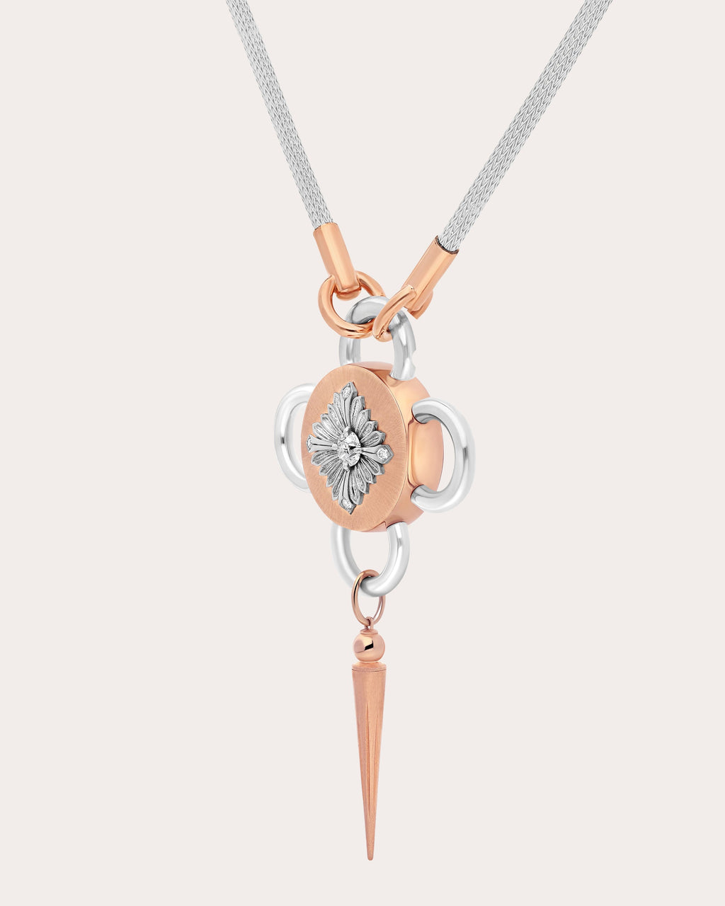 Diamond Two-Tone Bolt Pendant Necklace