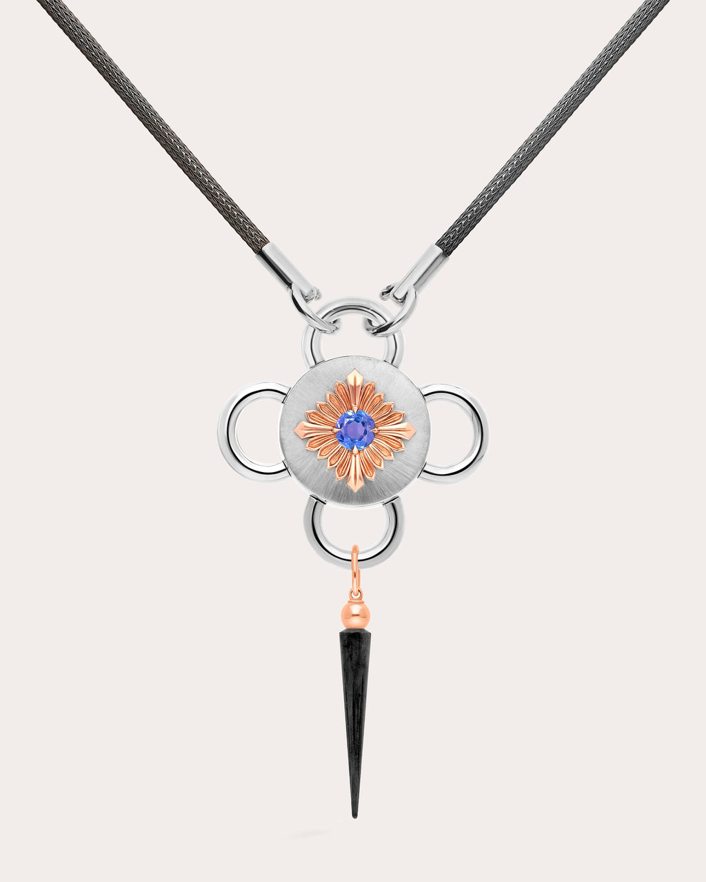 Tanzanite & 18k Rose Gold Bolt Pendant Necklace
