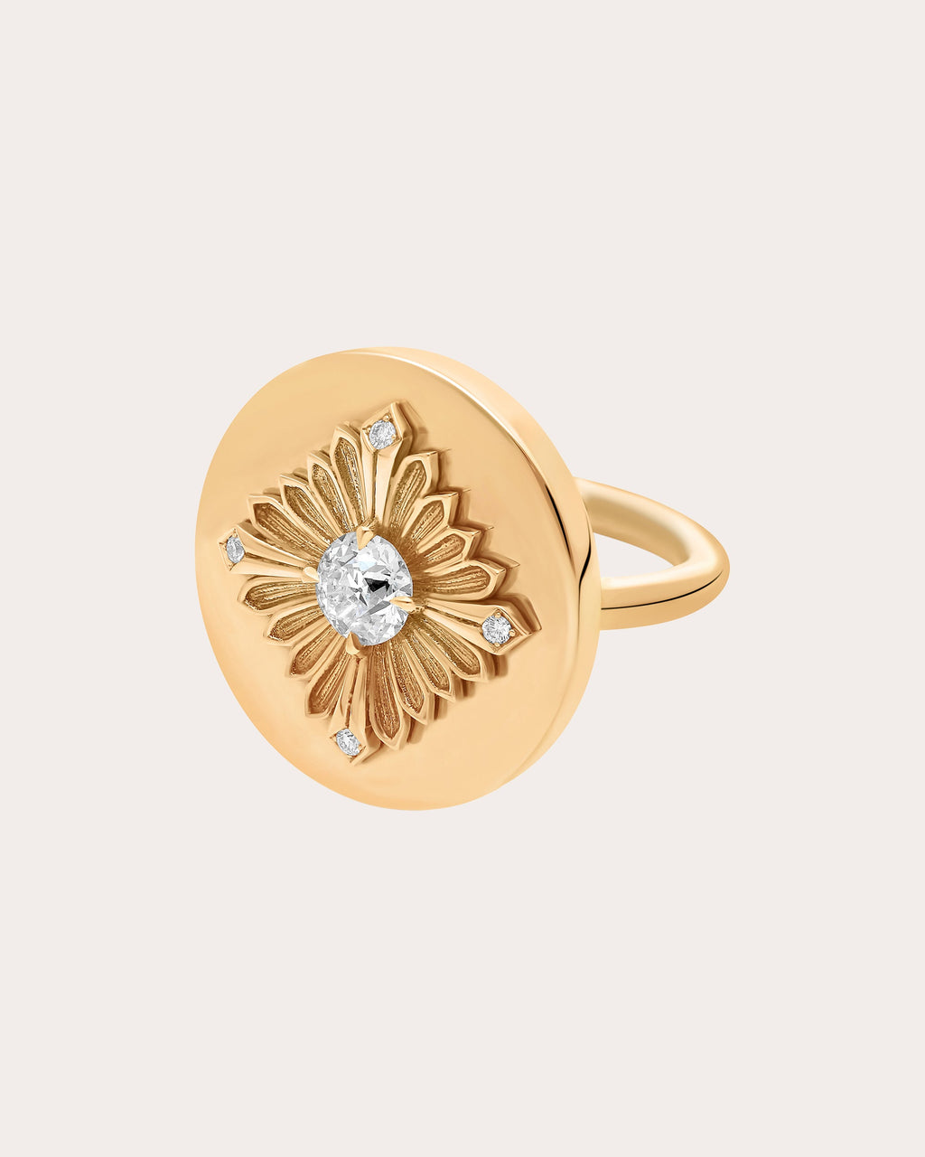 Diamond & 18k Gold Tag Ring