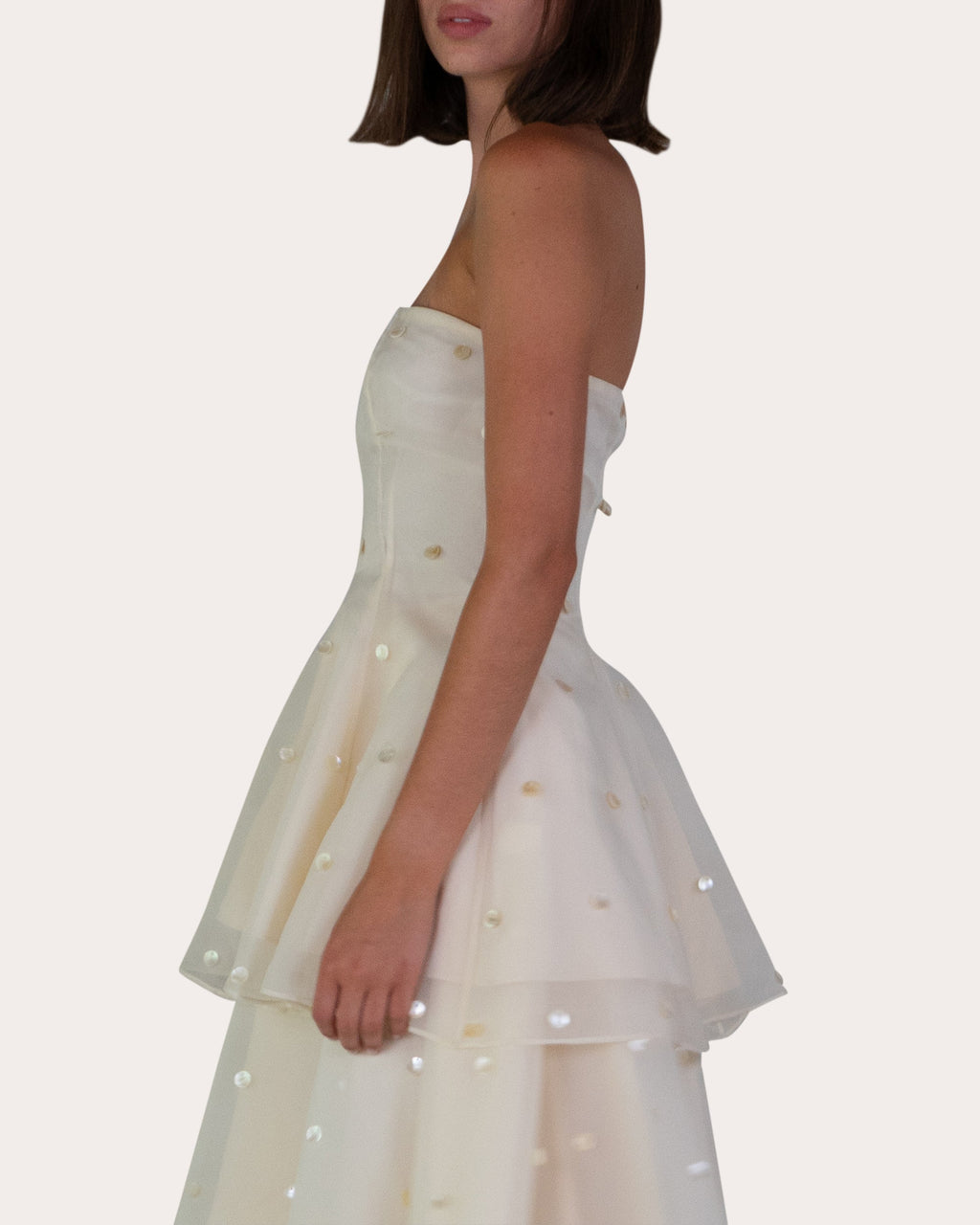 Sable Pearl Strapless Mini Dress