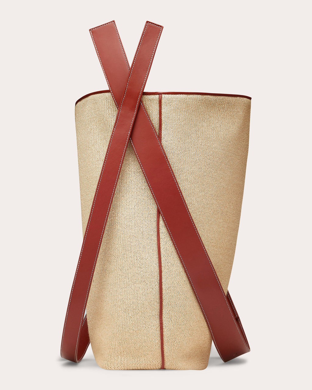 Saturn 2.0 Oversized Leather-Trimmed Raffia Tote