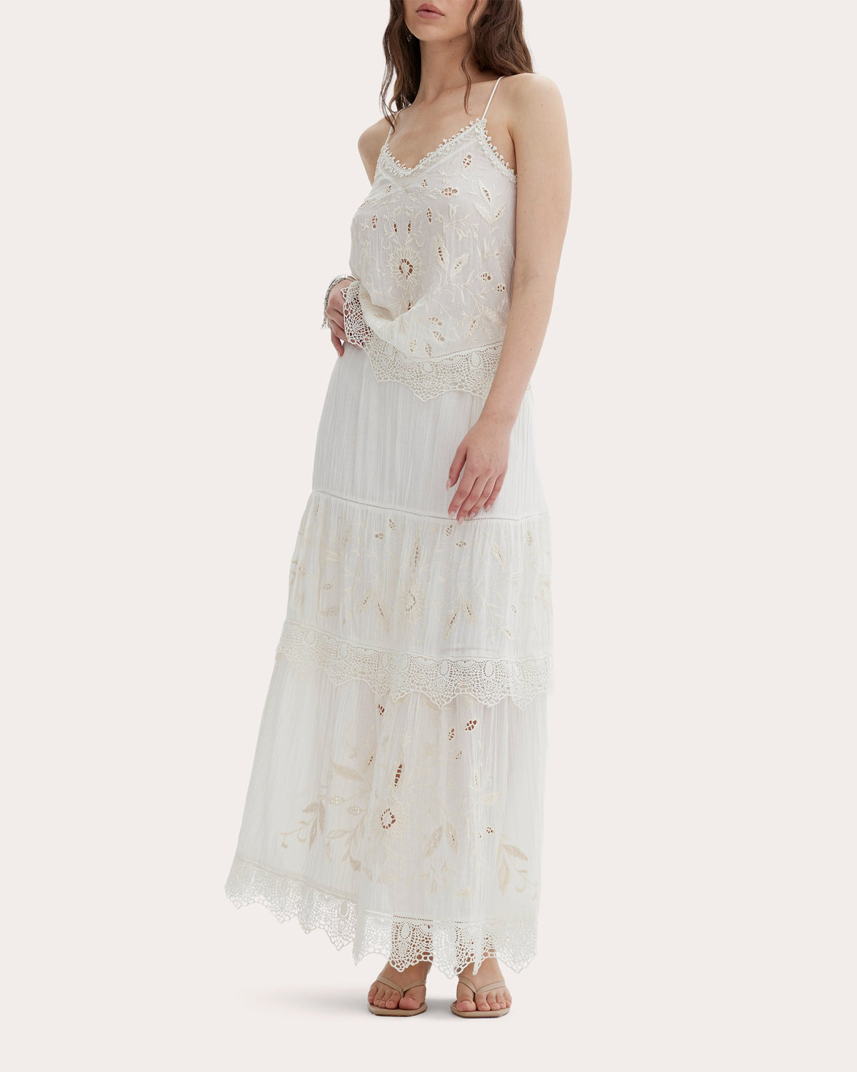 Esha Embroidered Crinkled Crepe Tank Top