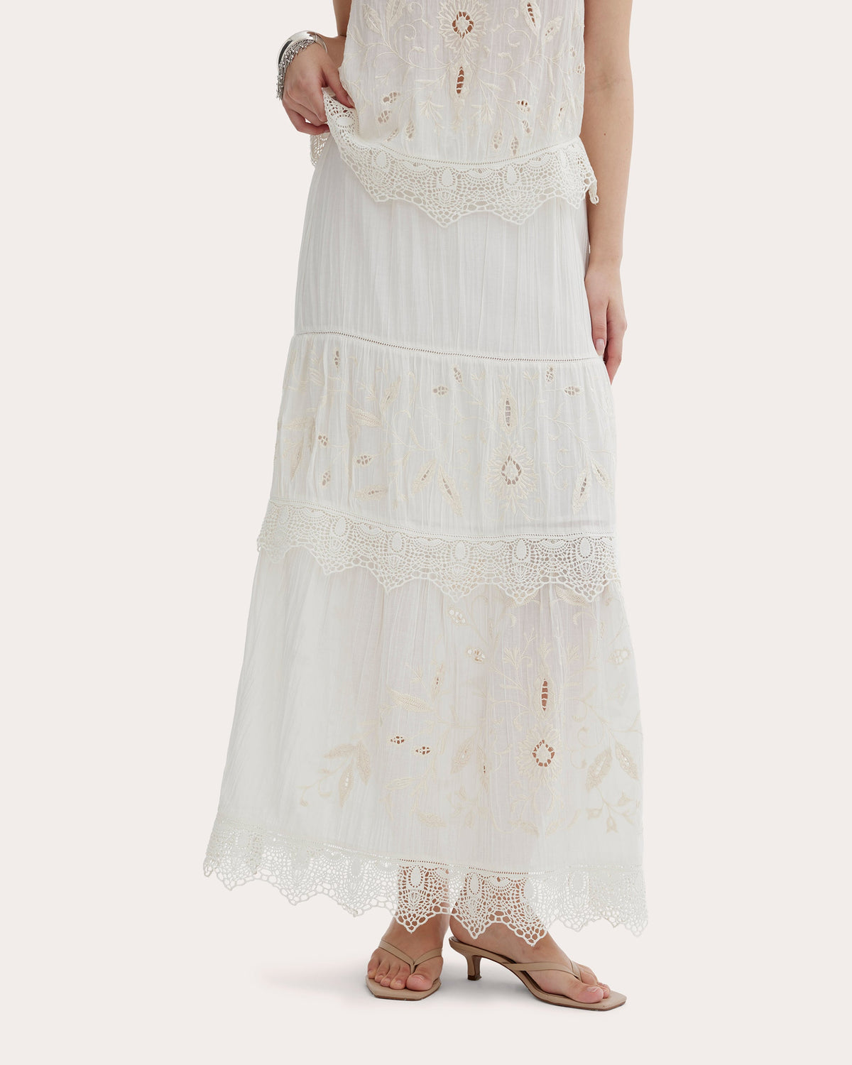 Erica Crinkled Crepe Tiered Maxi Skirt