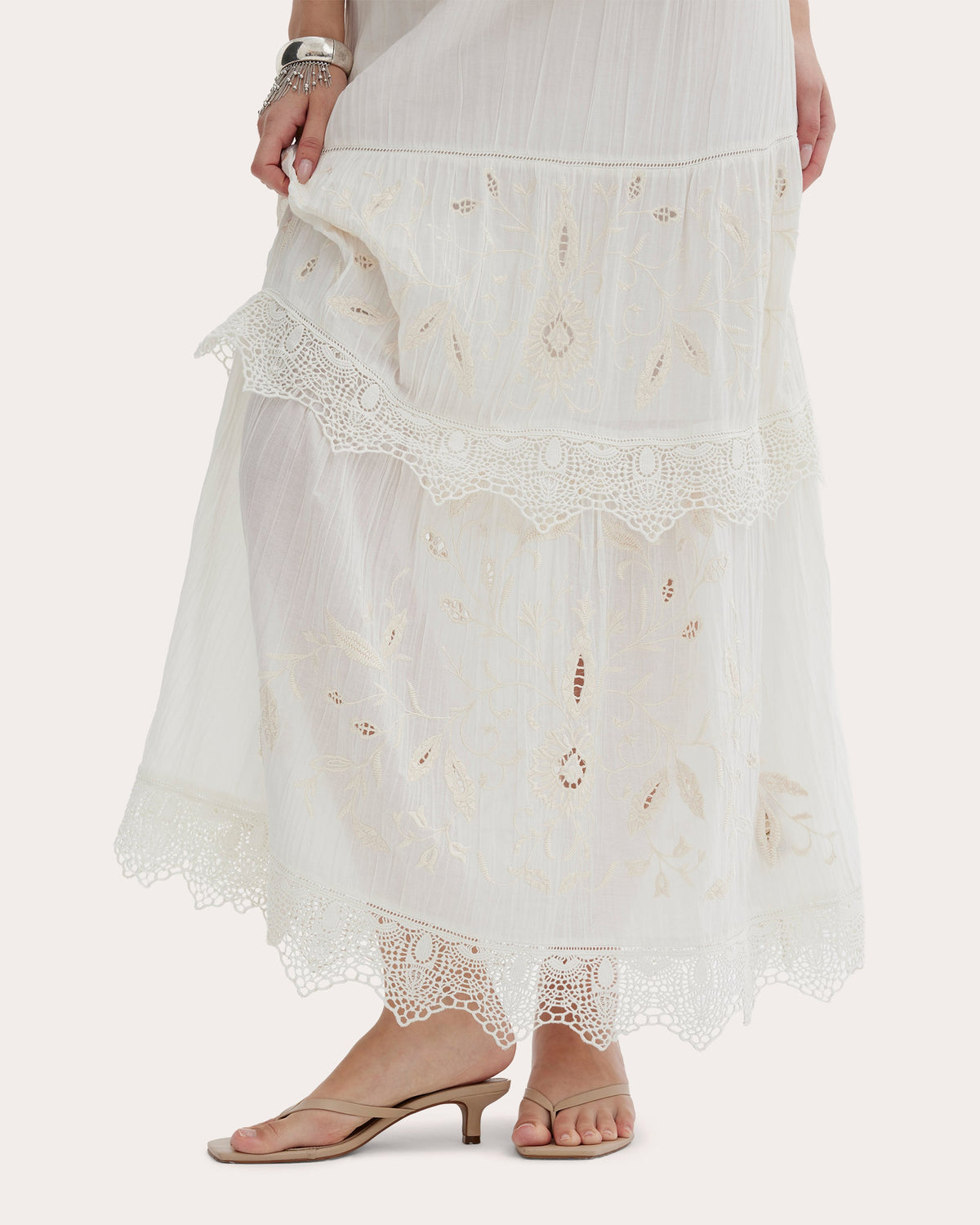 Erica Crinkled Crepe Tiered Maxi Skirt
