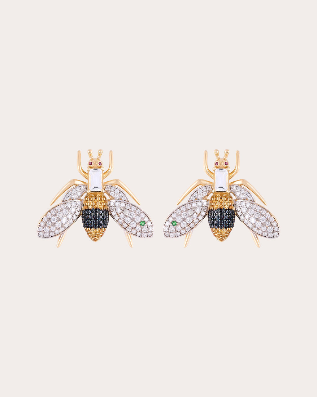 Yellow Topaz & Onyx Véspula Stud Earrings