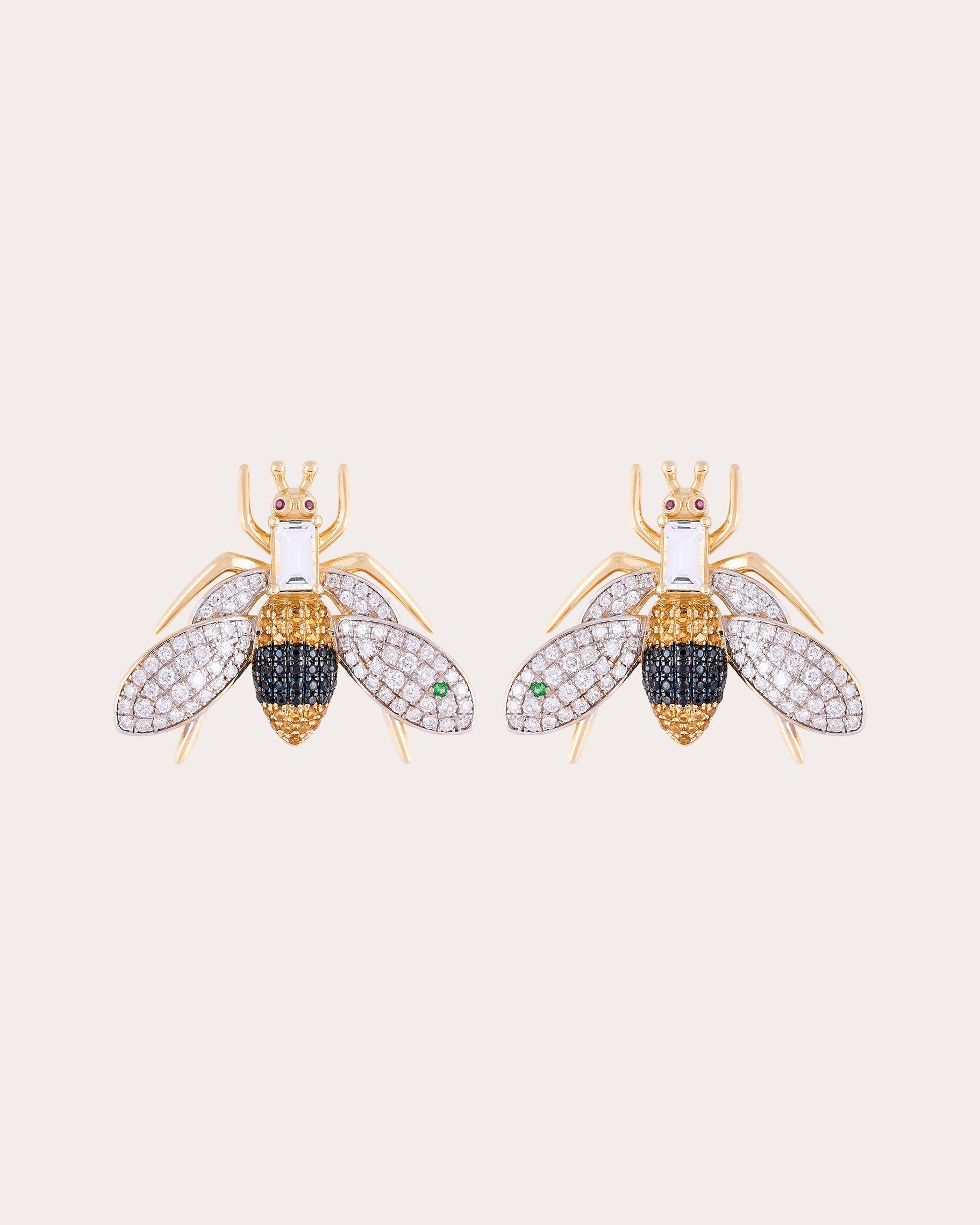 Yellow Topaz & Onyx Véspula Stud Earrings