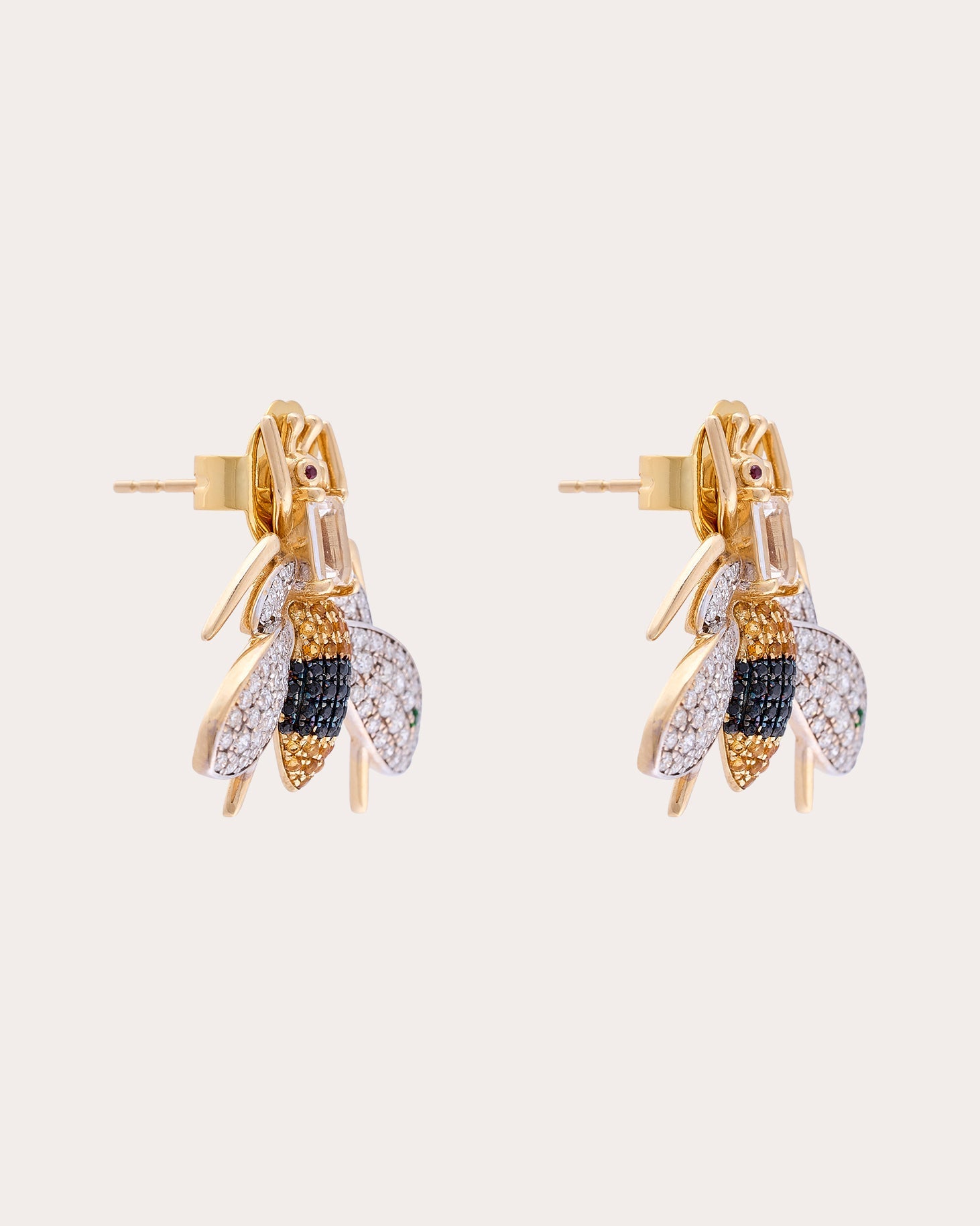 Yellow Topaz & Onyx Véspula Stud Earrings