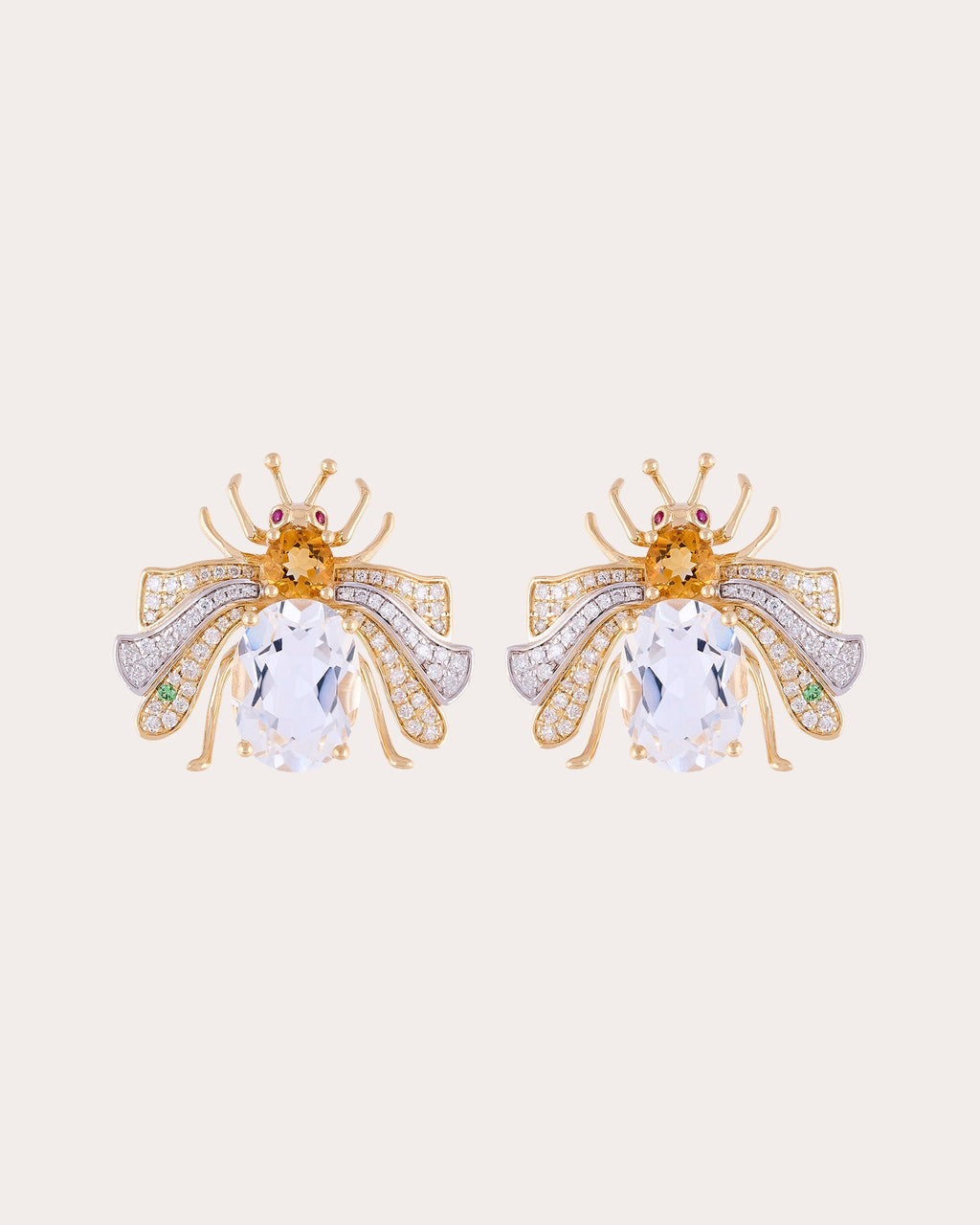 Crystal Quartz & Diamond Candy Stud Earrings