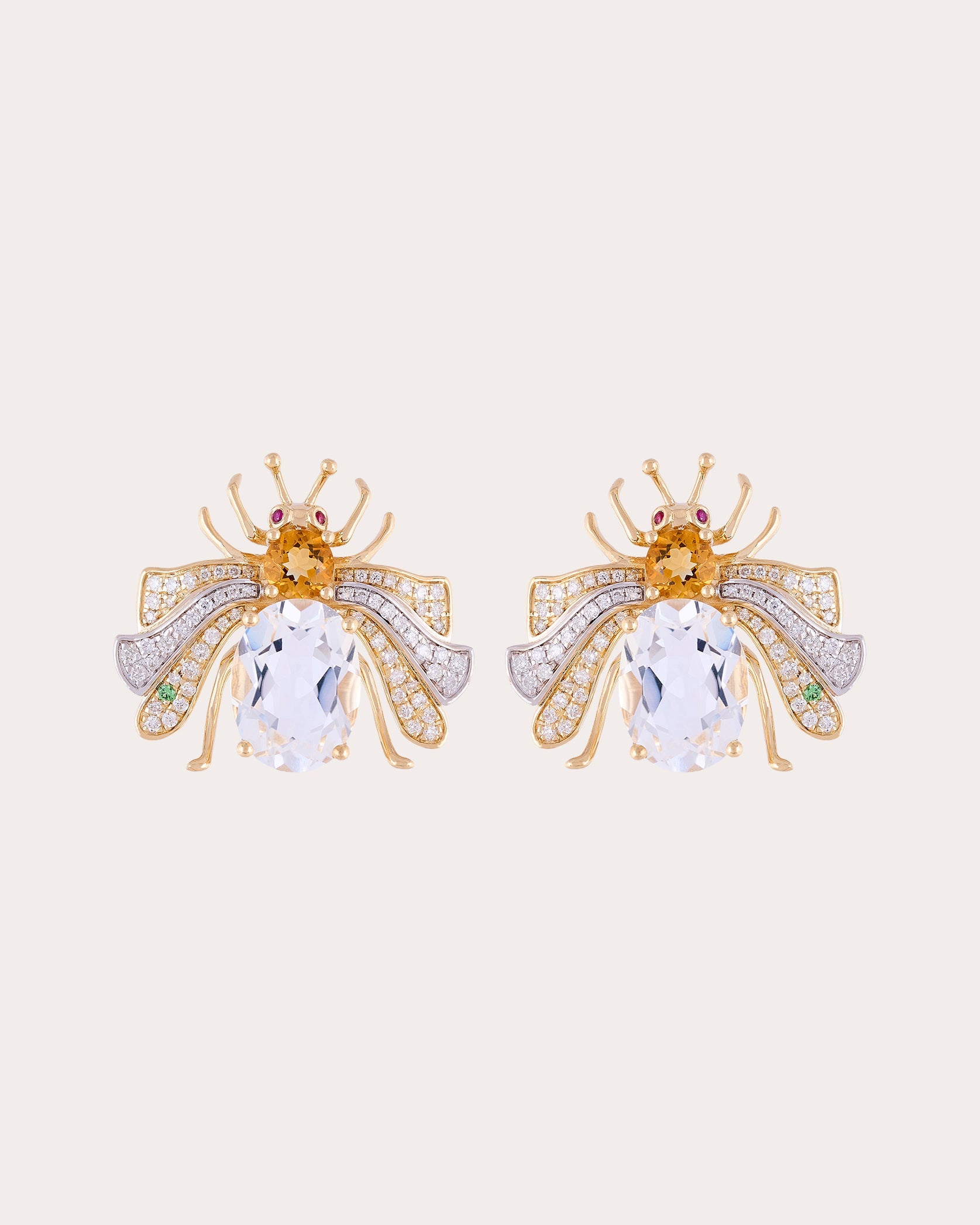 Crystal Quartz & Diamond Candy Stud Earrings
